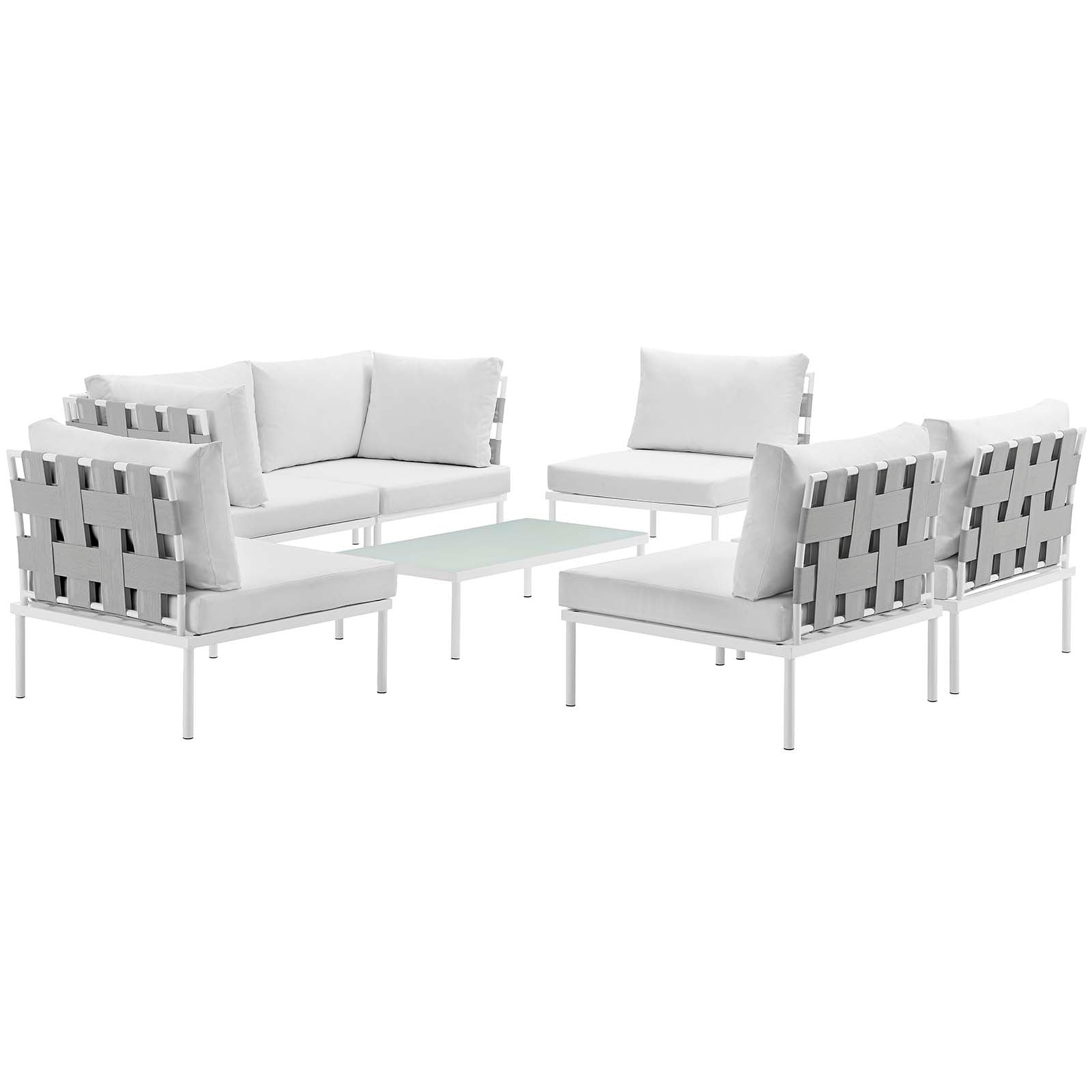 Harmony 7 Piece Outdoor Patio Aluminum Sectional Sofa Set