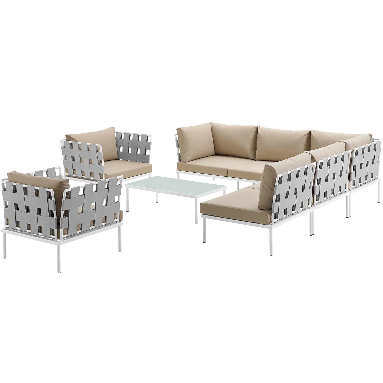 Harmony 8 Piece Outdoor Patio Aluminum Sectional Sofa Set