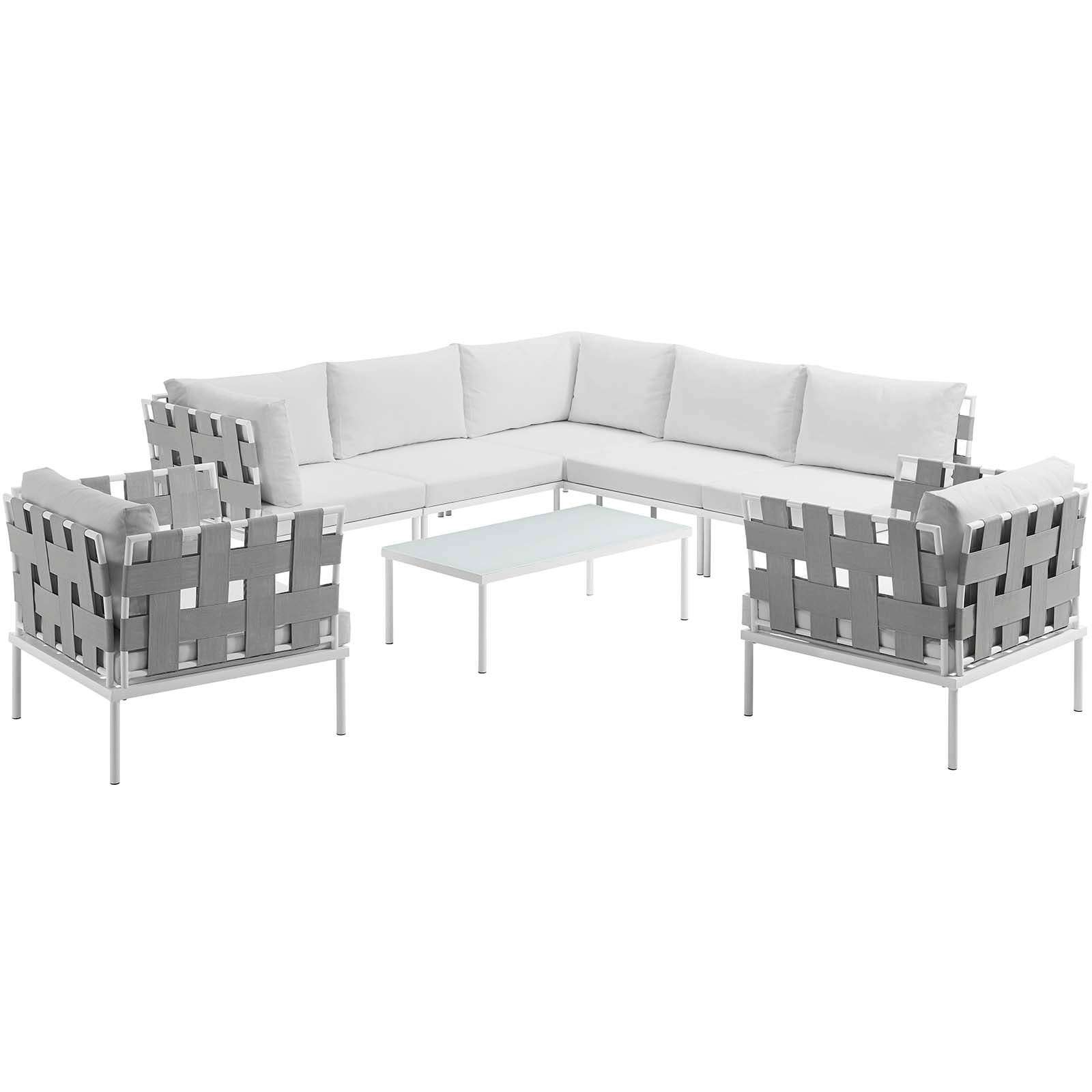 Harmony 8 Piece Outdoor Patio Aluminum Sectional Sofa Set