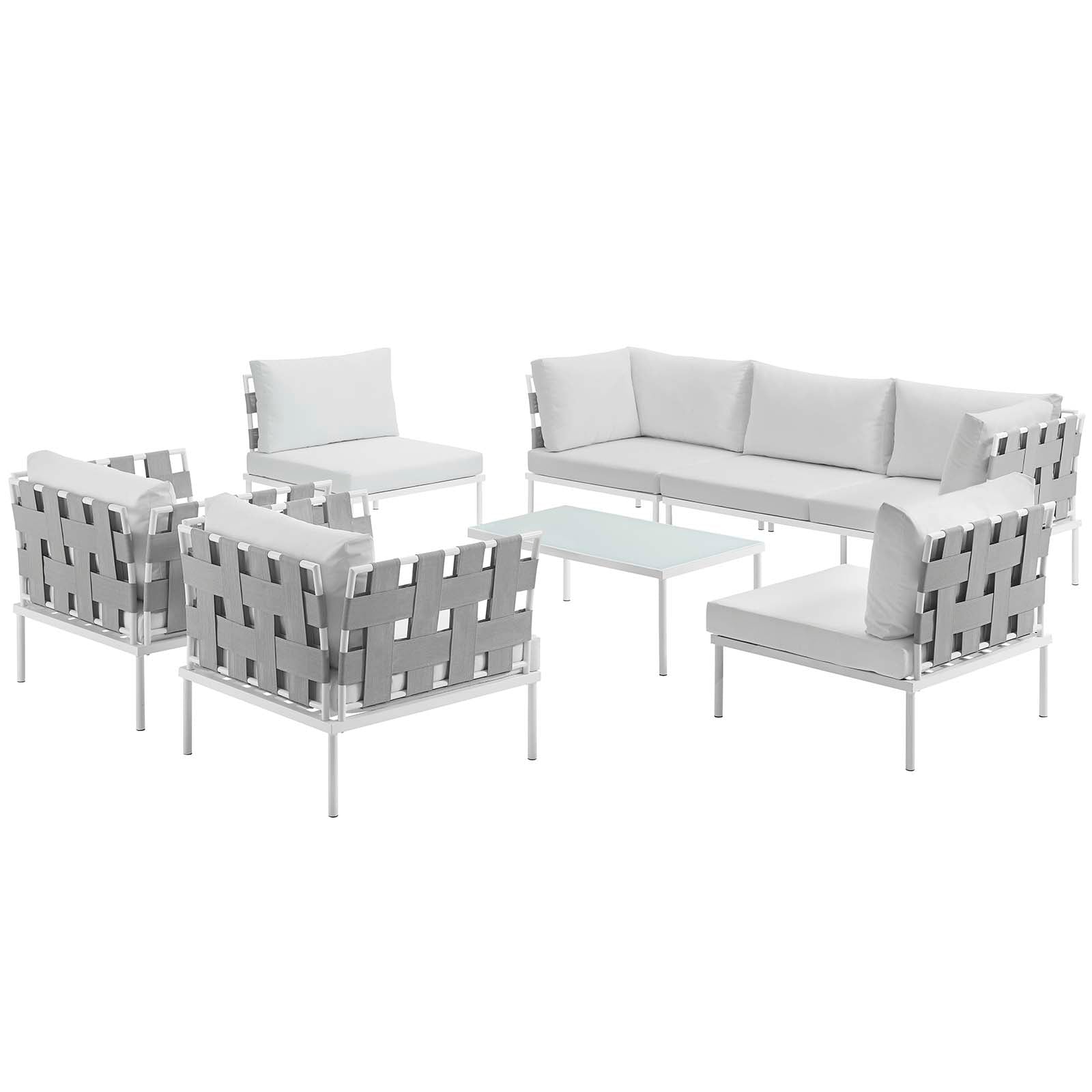 Harmony 8 Piece Outdoor Patio Aluminum Sectional Sofa Set