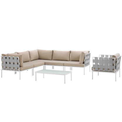 Harmony 7 Piece Outdoor Patio Aluminum Sectional Sofa Set