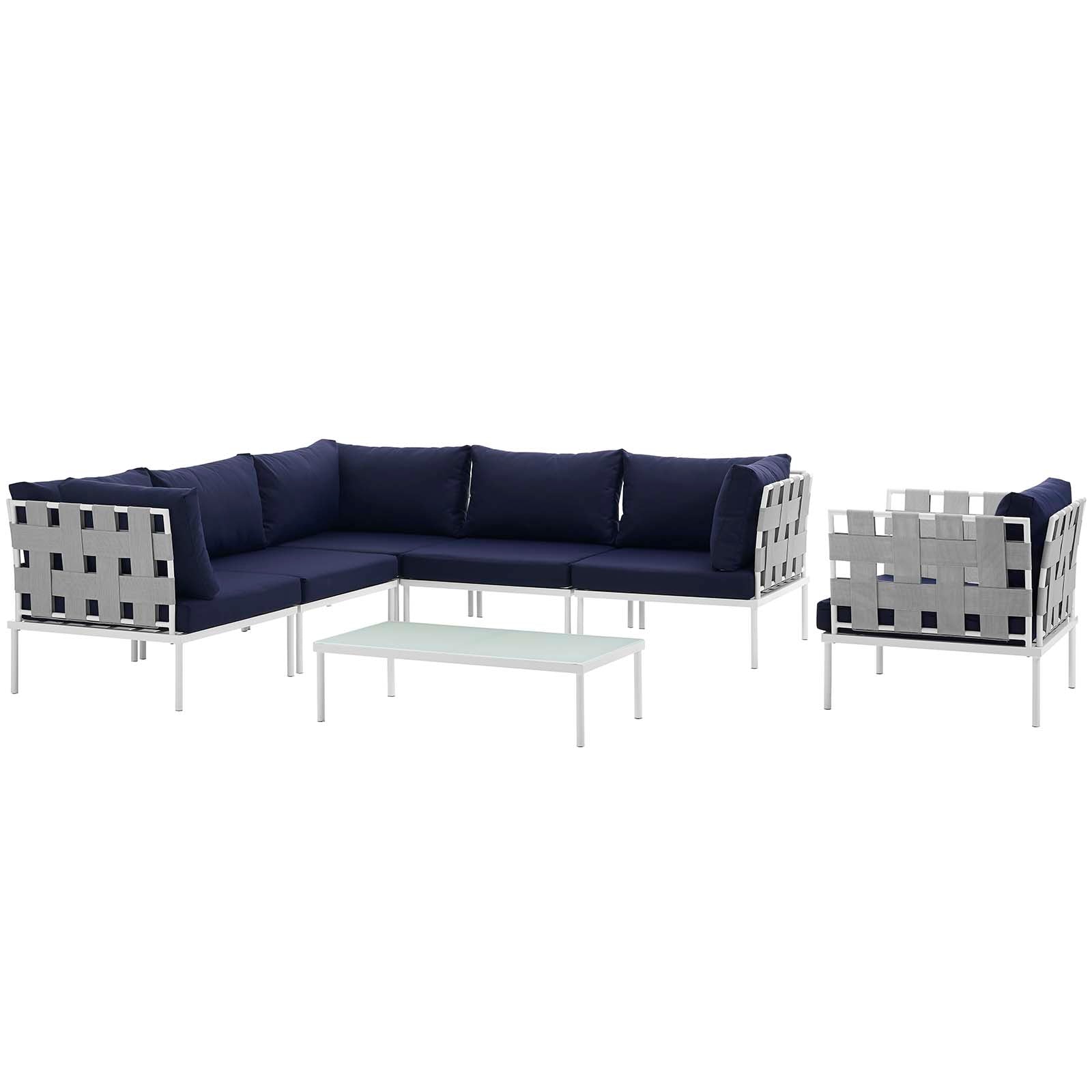 Harmony 7 Piece Outdoor Patio Aluminum Sectional Sofa Set