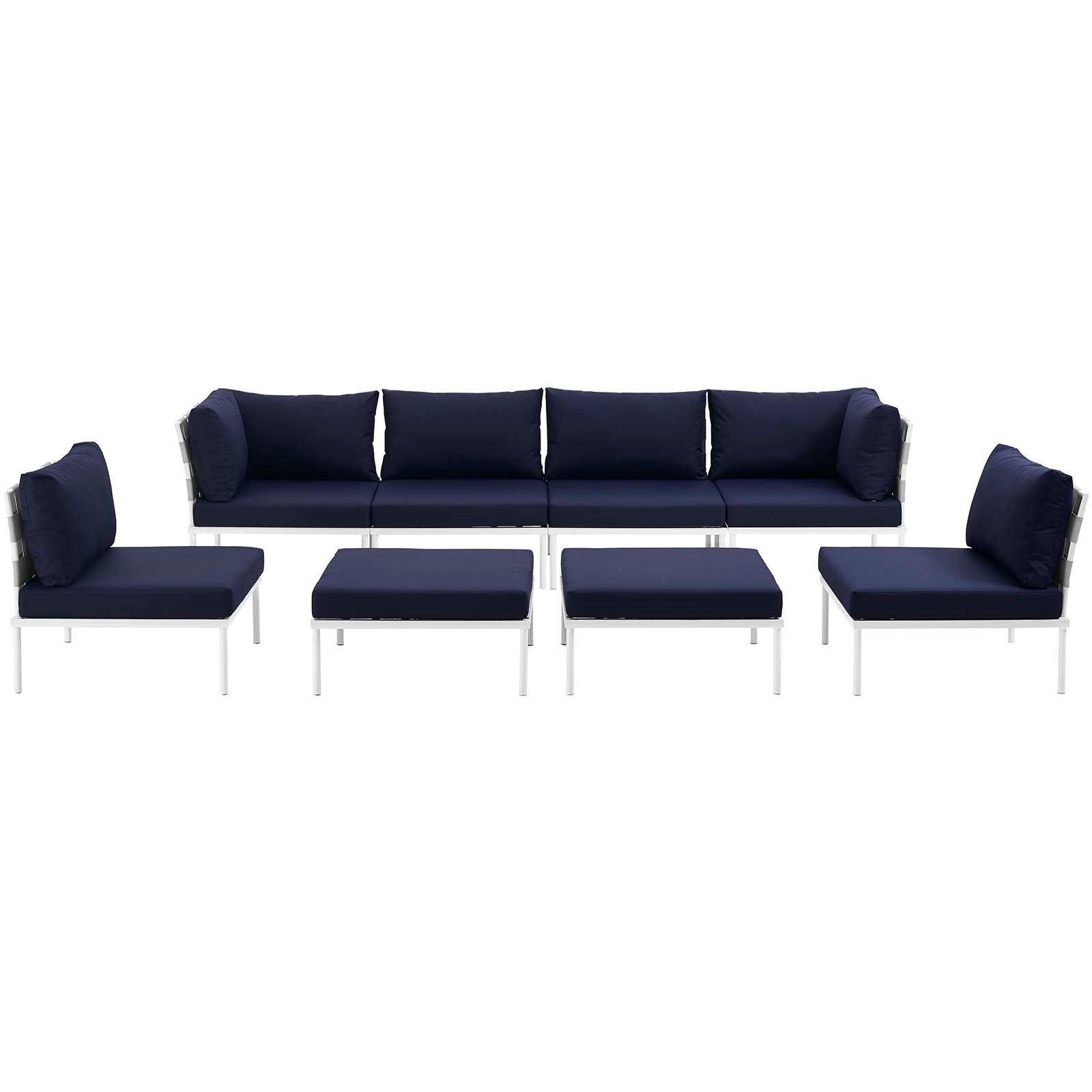 Harmony 8 Piece Outdoor Patio Aluminum Sectional Sofa Set