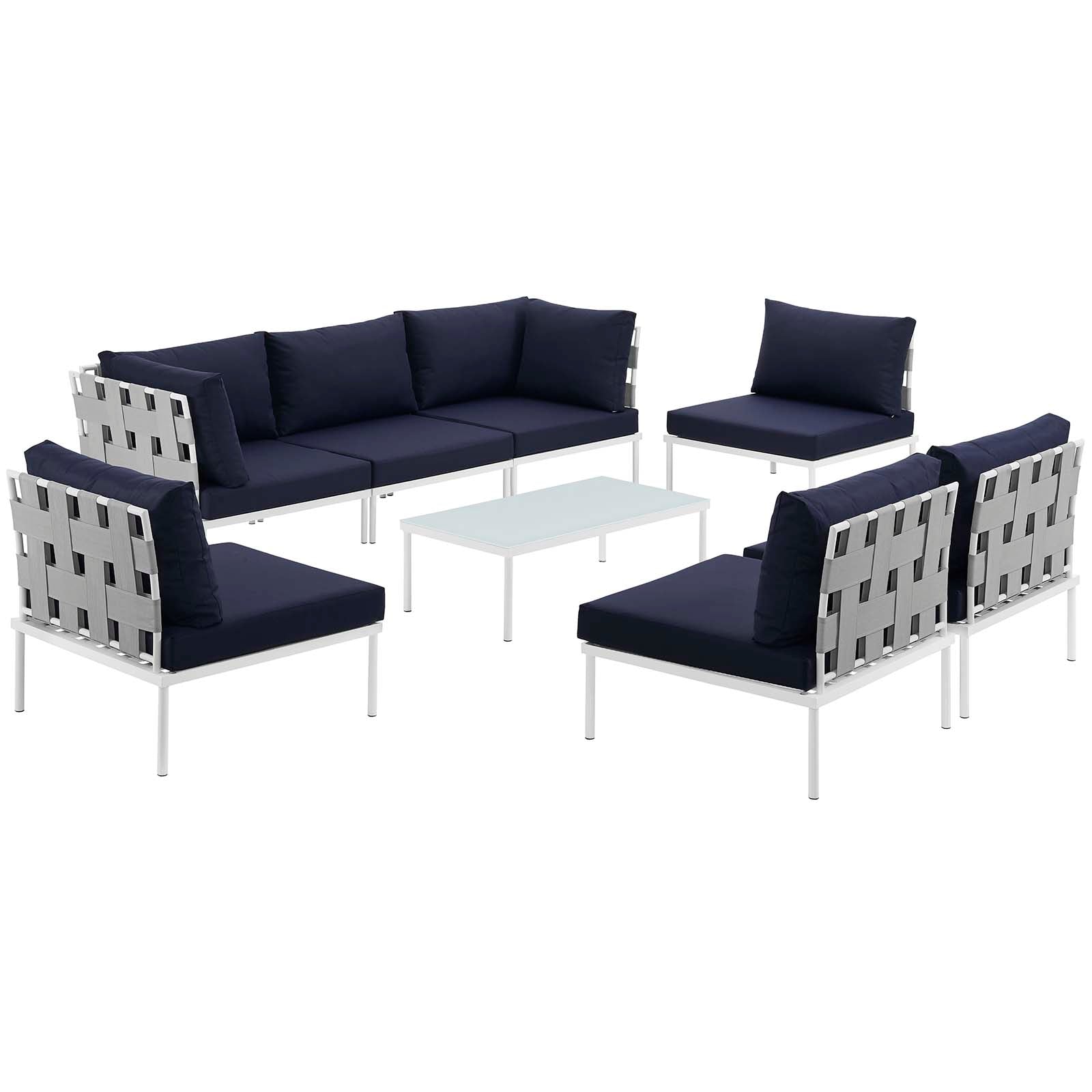 Harmony 8 Piece Outdoor Patio Aluminum Sectional Sofa Set