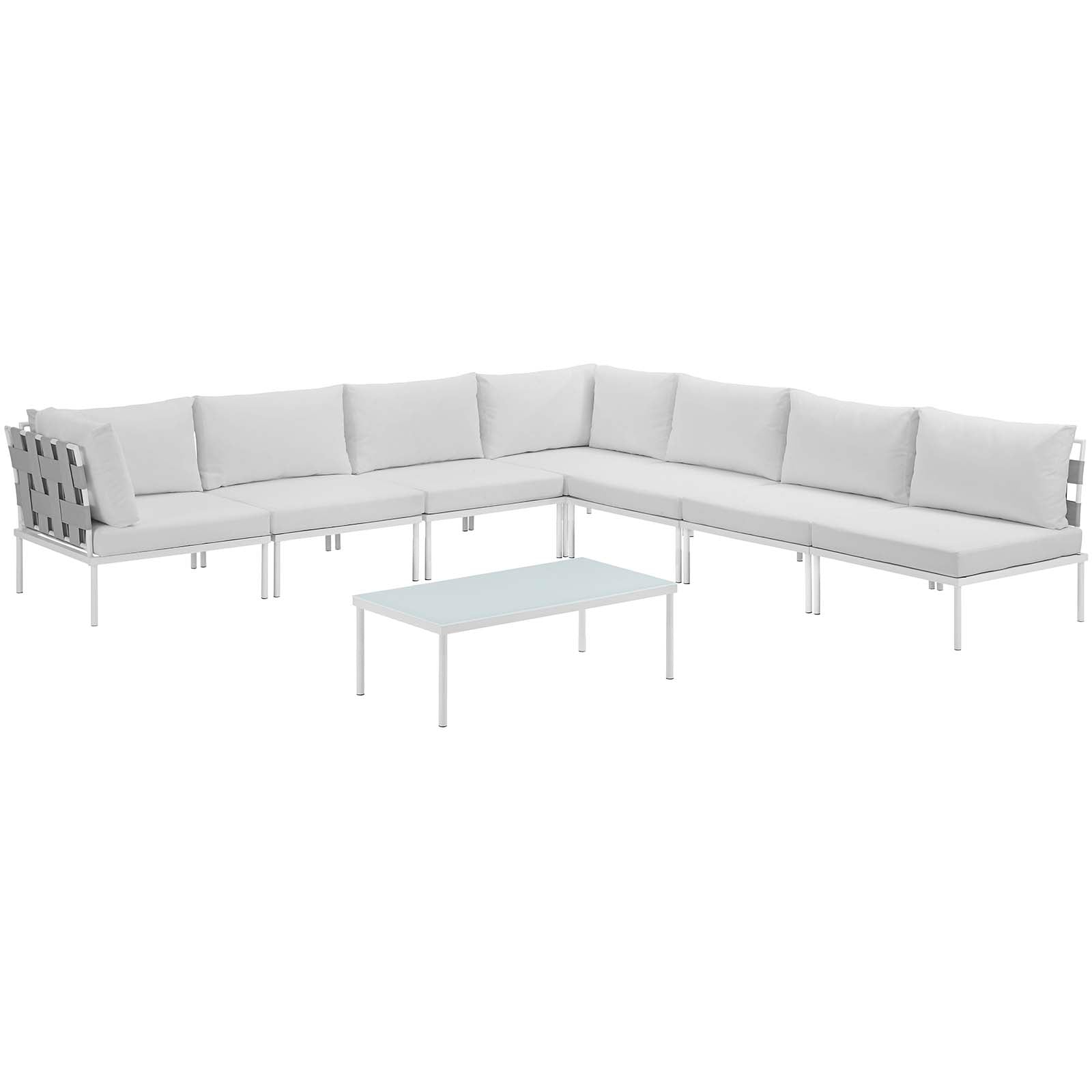 Harmony 8 Piece Outdoor Patio Aluminum Sectional Sofa Set