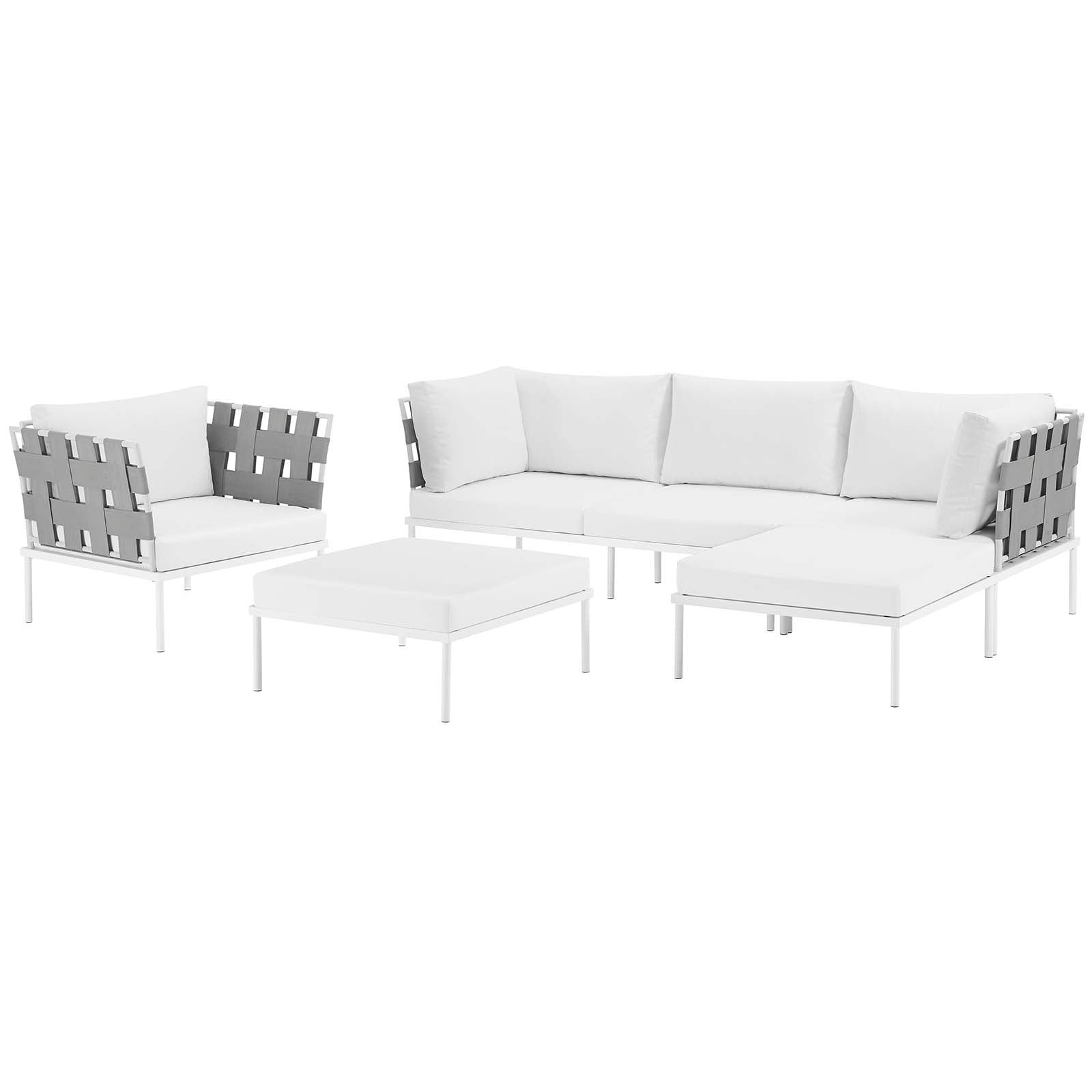 Harmony 6 Piece Outdoor Patio Aluminum Sectional Sofa Set