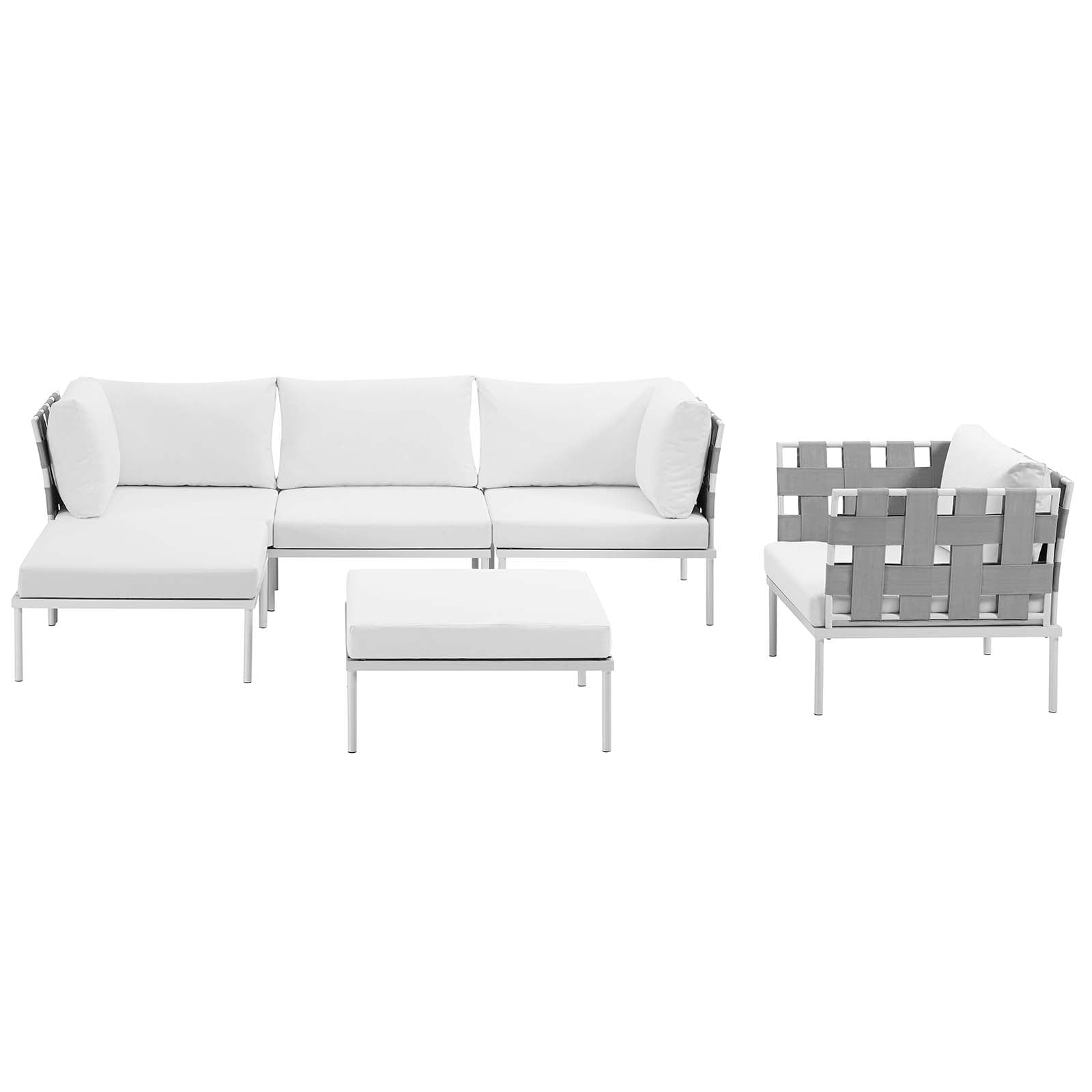 Harmony 6 Piece Outdoor Patio Aluminum Sectional Sofa Set