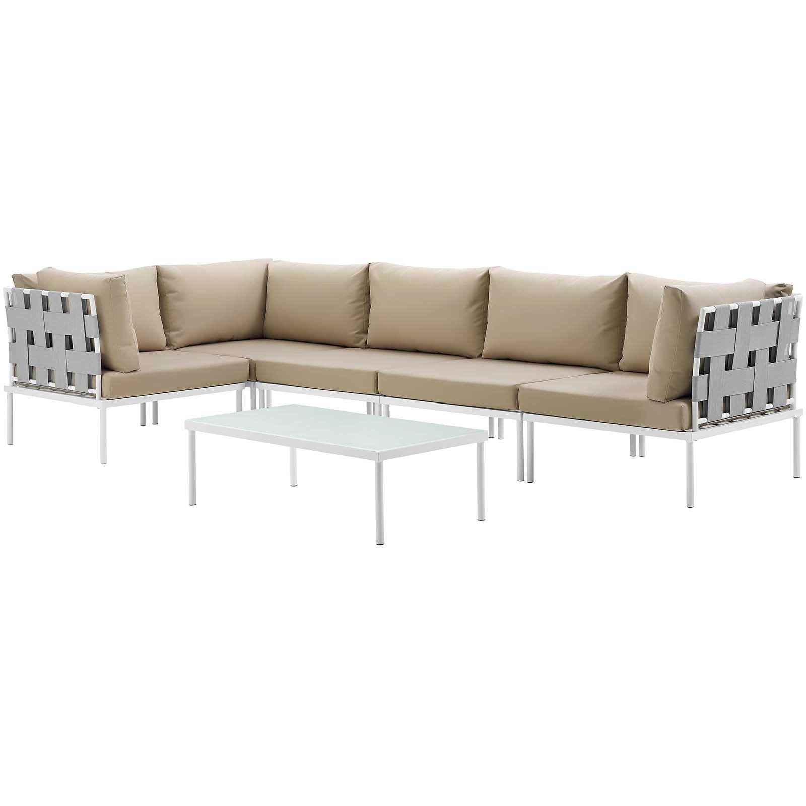 Harmony 6 Piece Outdoor Patio Aluminum Sectional Sofa Set