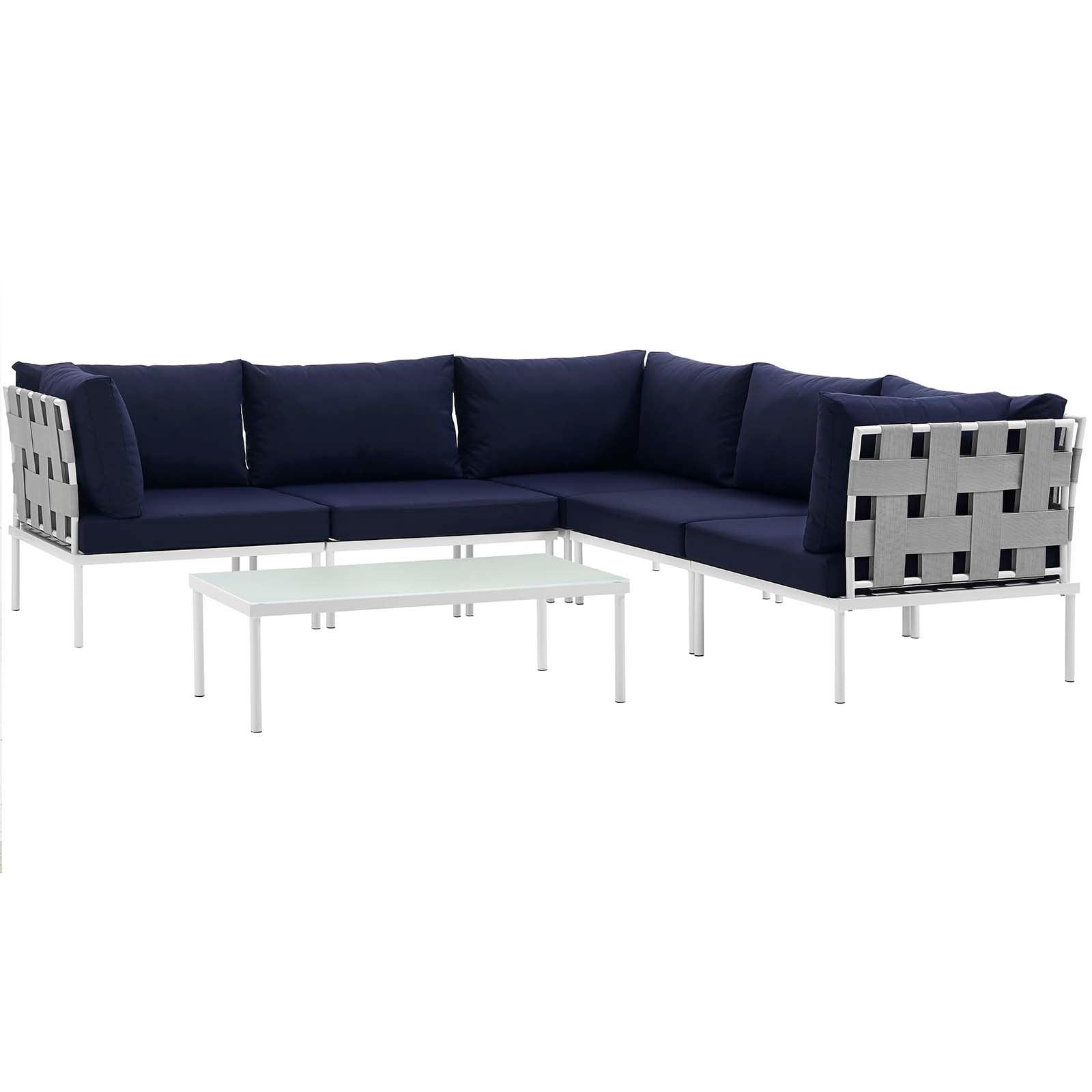 Harmony 6 Piece Outdoor Patio Aluminum Sectional Sofa Set