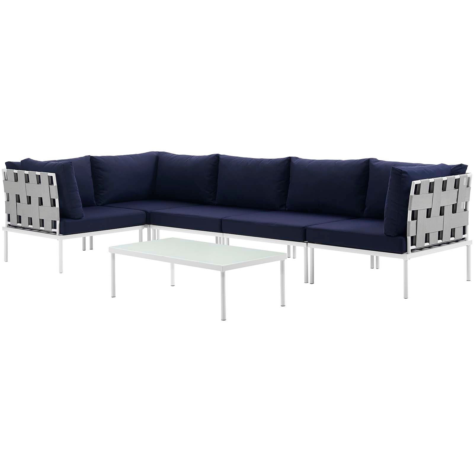 Harmony 6 Piece Outdoor Patio Aluminum Sectional Sofa Set