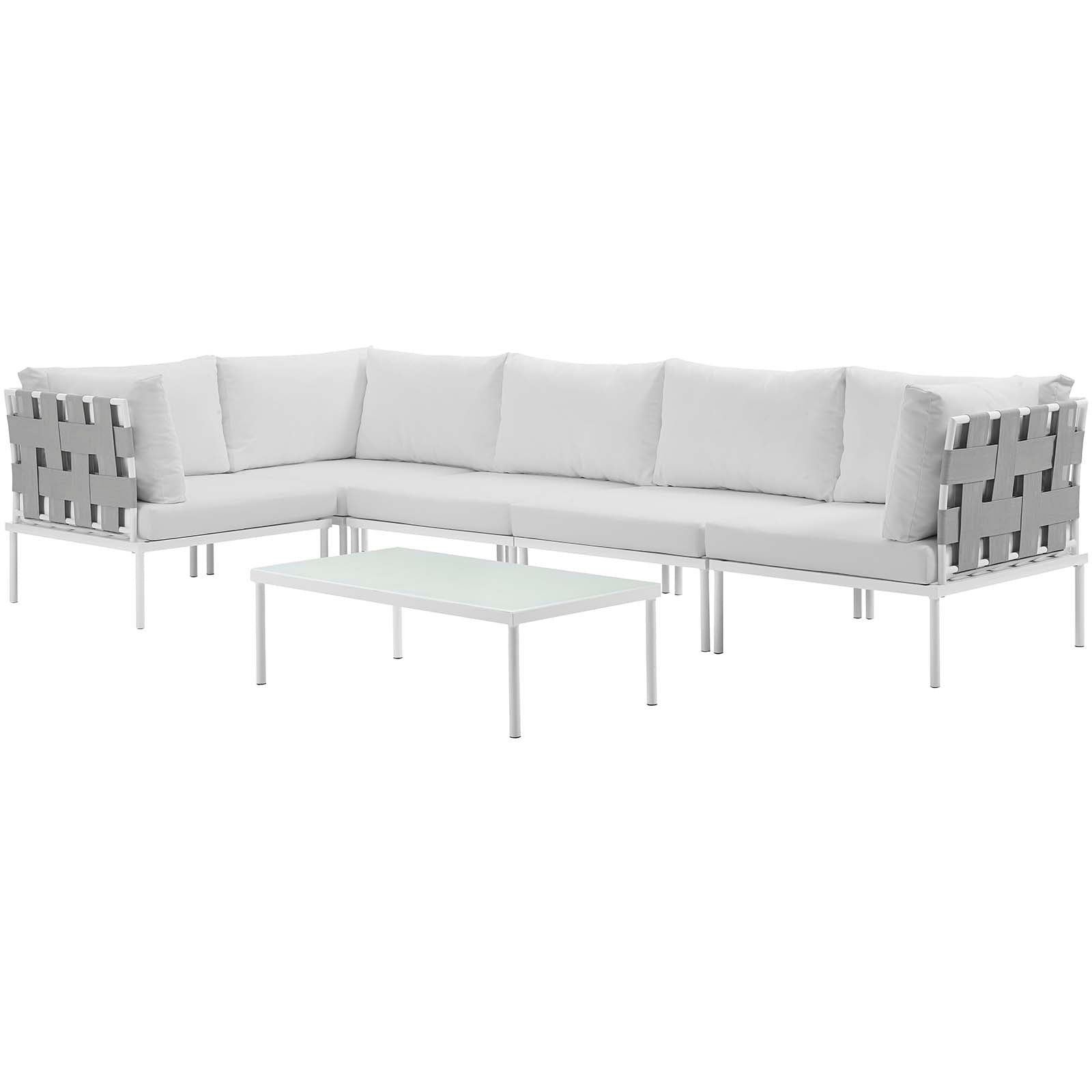 Harmony 6 Piece Outdoor Patio Aluminum Sectional Sofa Set