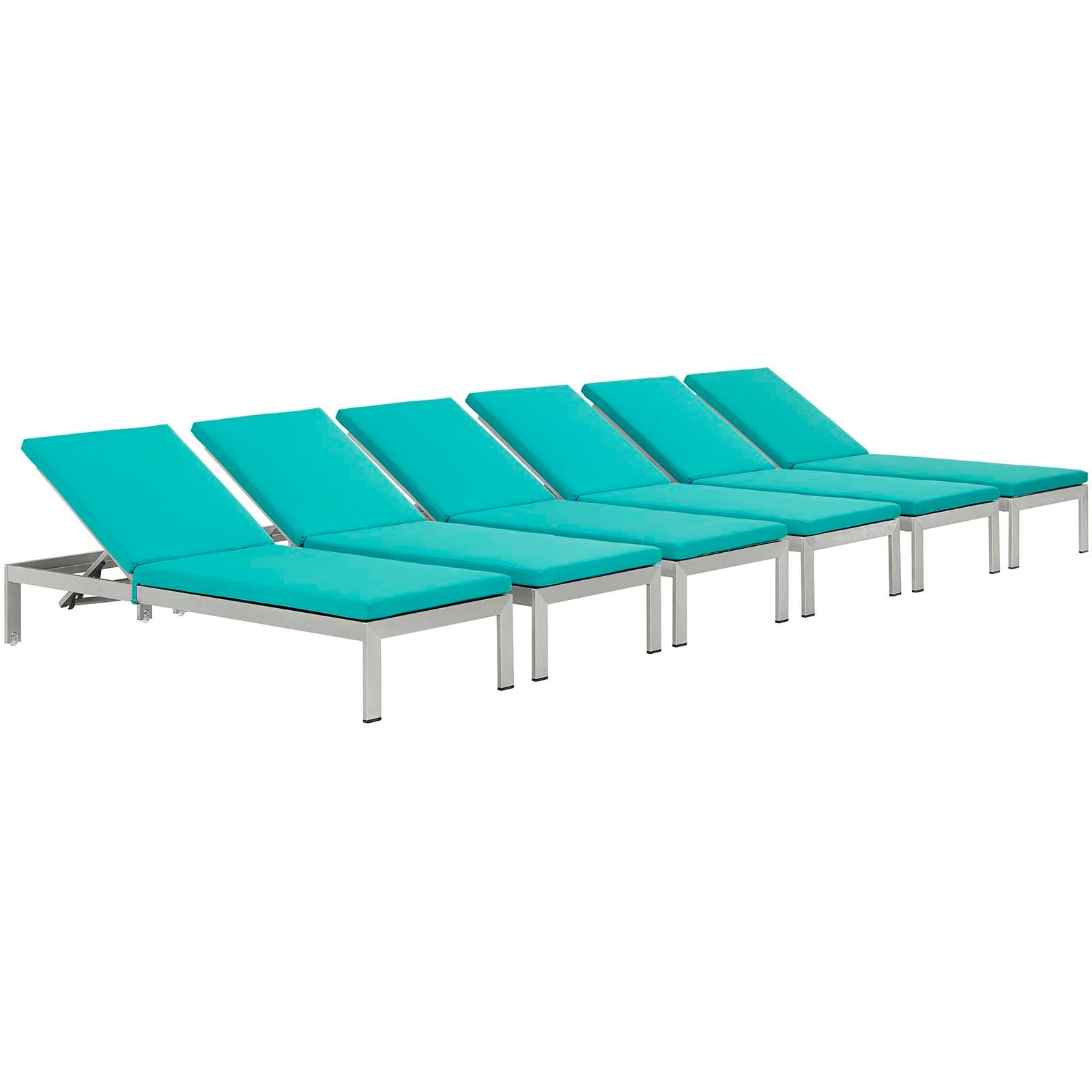 Shore Chaise with Cushions Outdoor Patio Aluminum Set of 6