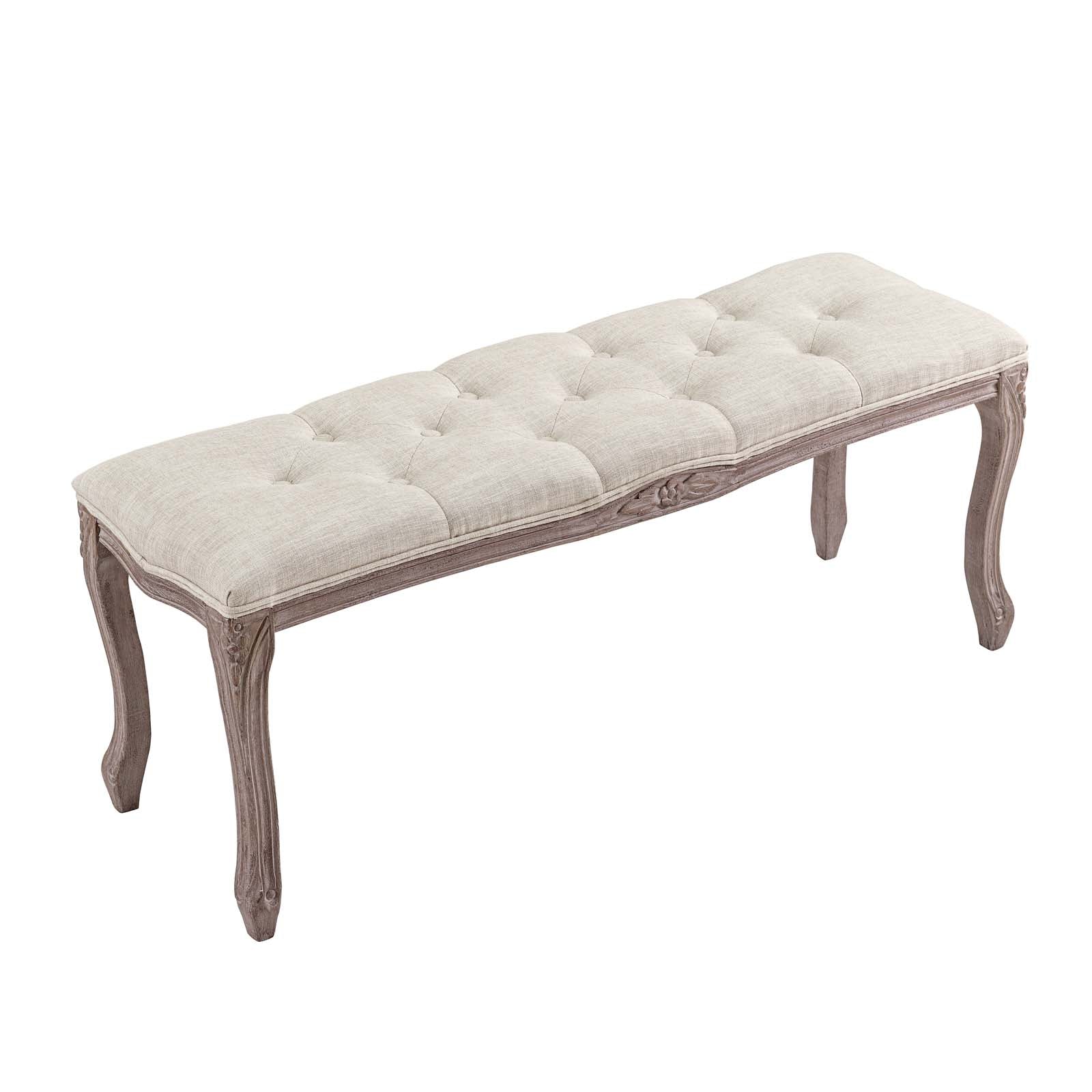 Regal Vintage French Upholstered Fabric Bench