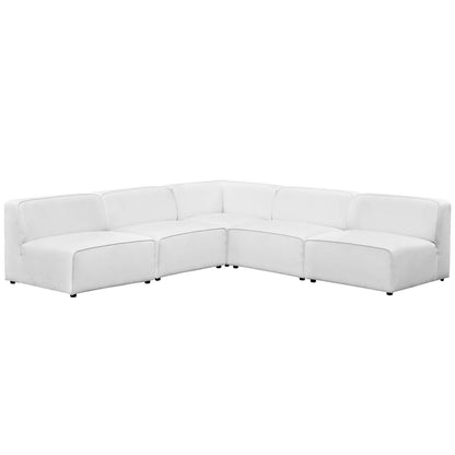 Mingle 5 Piece Upholstered Fabric Armless Sectional Sofa Set