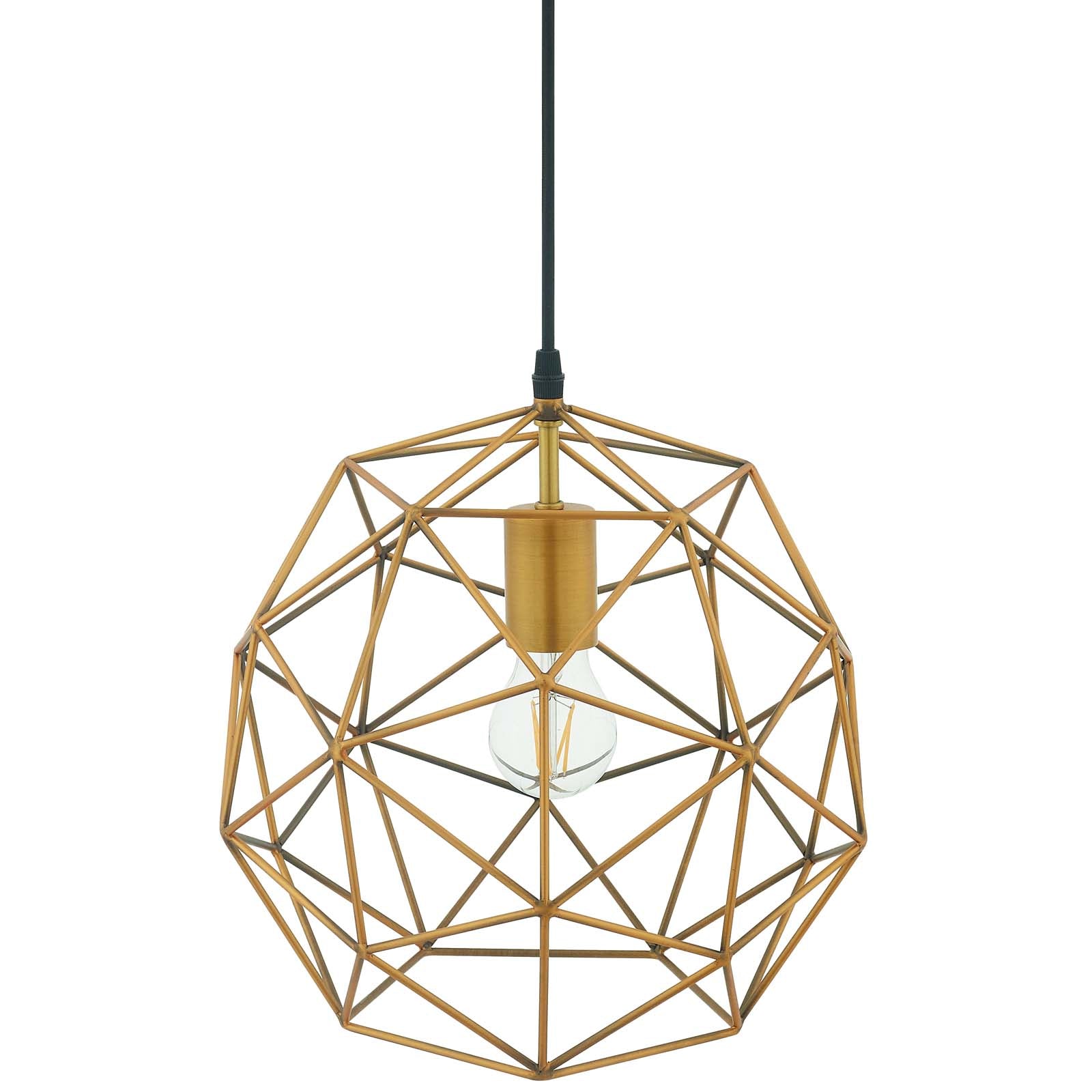 Rarity Geometric Decagon-Shaped Brass Pendant Light