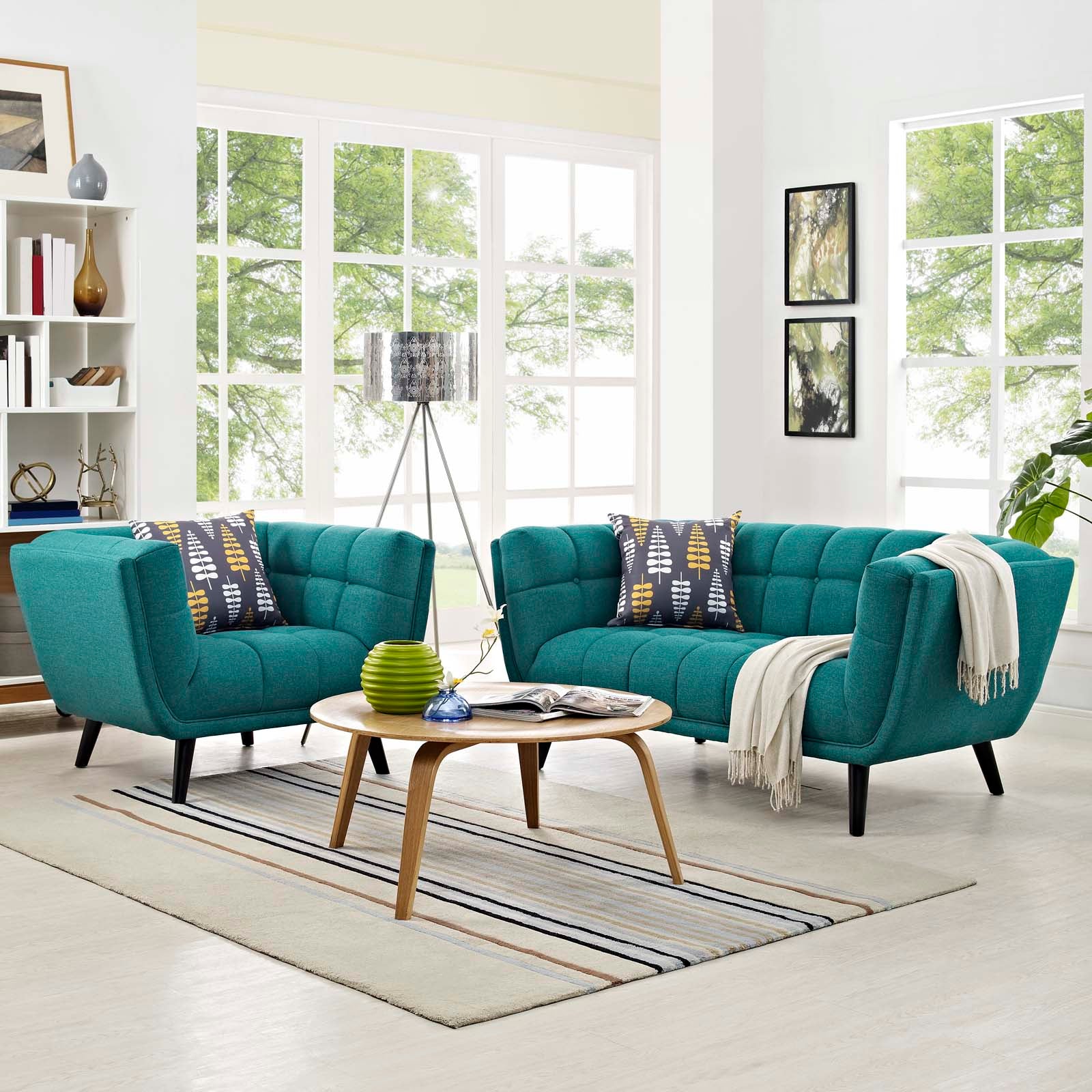 Bestow 2 Piece Upholstered Fabric Loveseat and Armchair Set