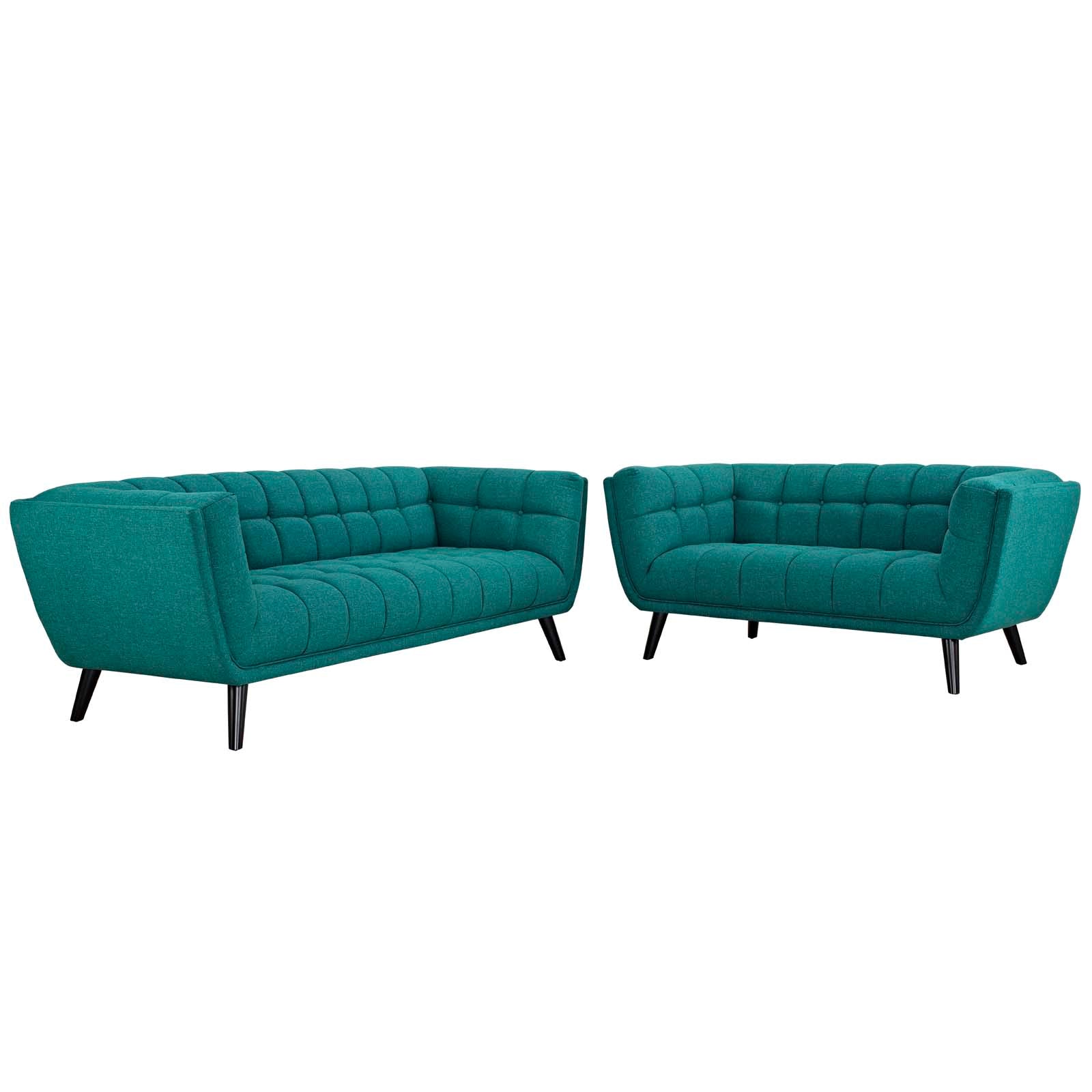 Bestow 2 Piece Upholstered Fabric Sofa and Loveseat Set