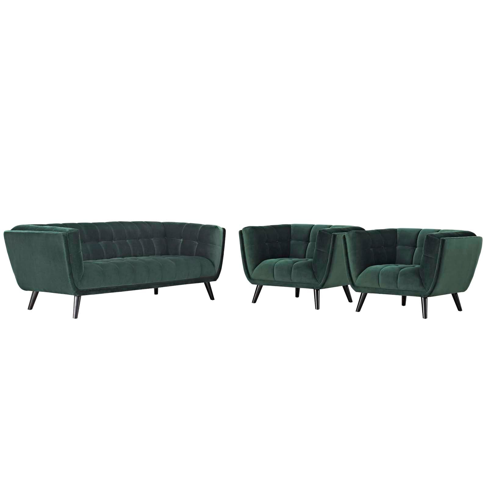 Bestow 3 Piece Performance Velvet Sofa and Armchair Set