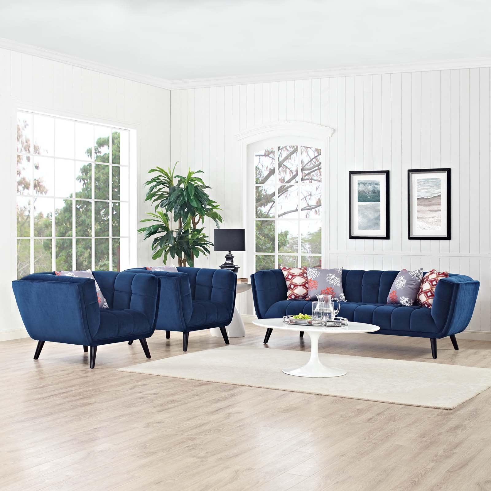 Bestow 3 Piece Performance Velvet Sofa and Armchair Set