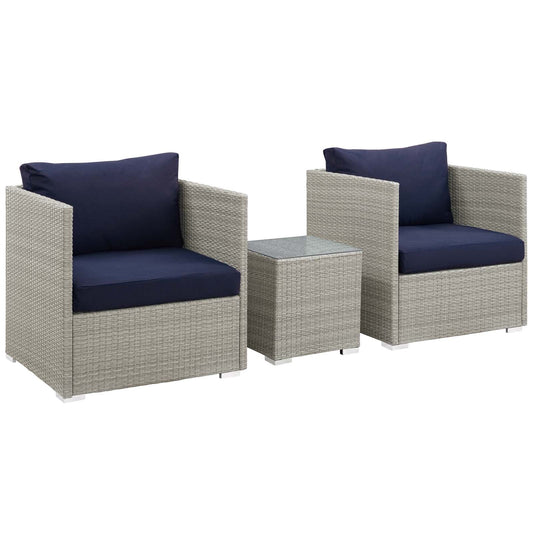 Repose 3 Piece Outdoor Patio Sunbrella Sectional Set