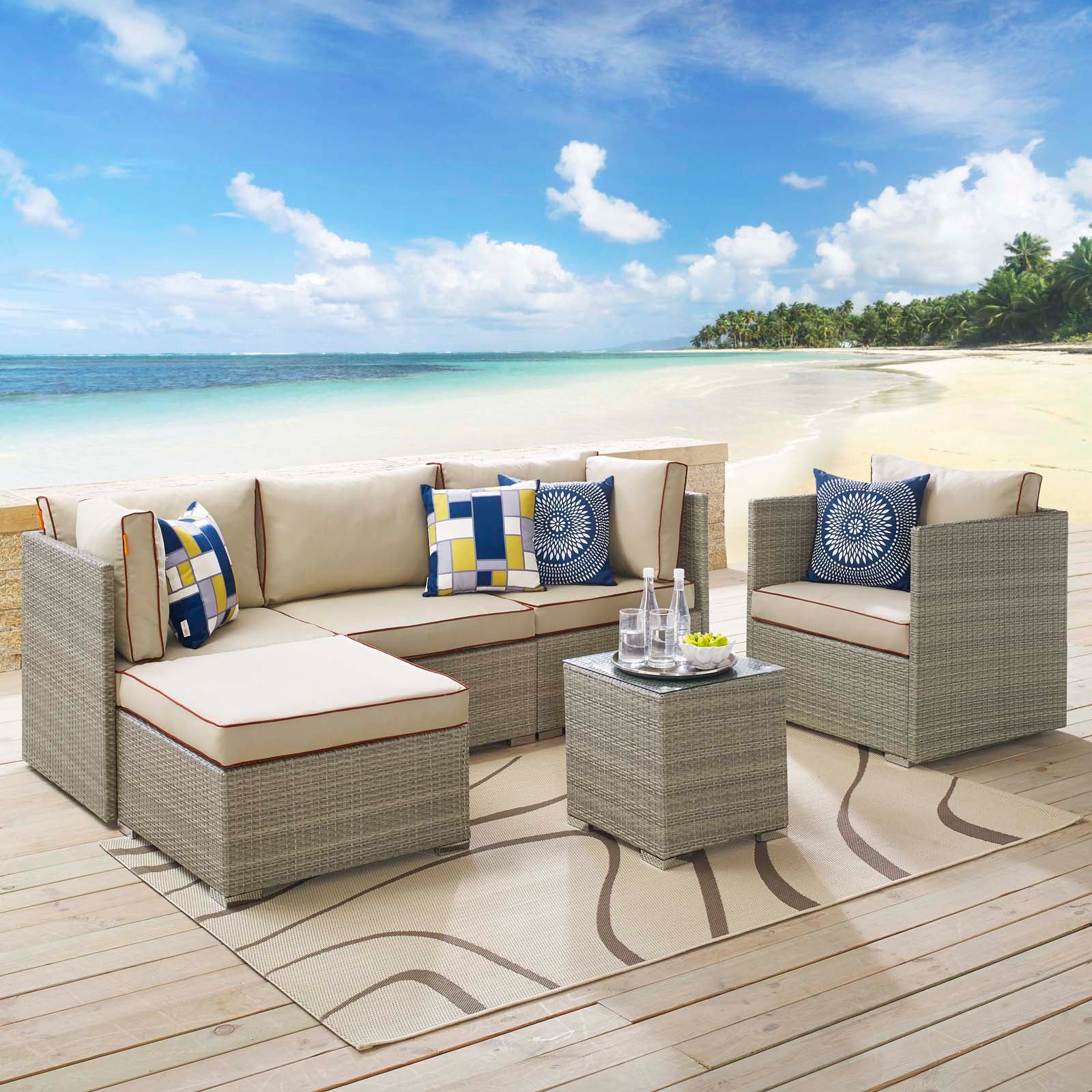 Repose 6 Piece Outdoor Patio Sectional Set