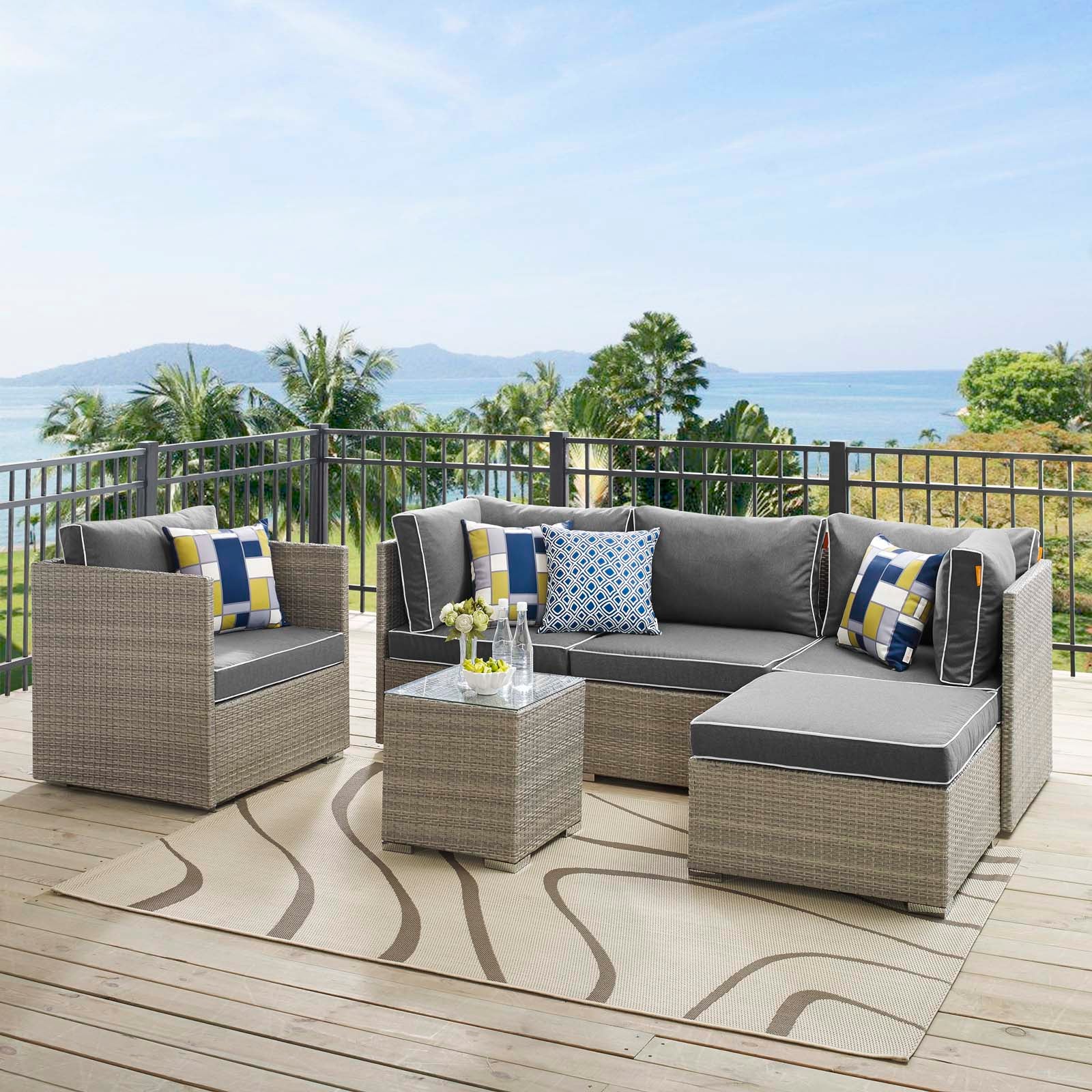 Repose 6 Piece Outdoor Patio Sectional Set