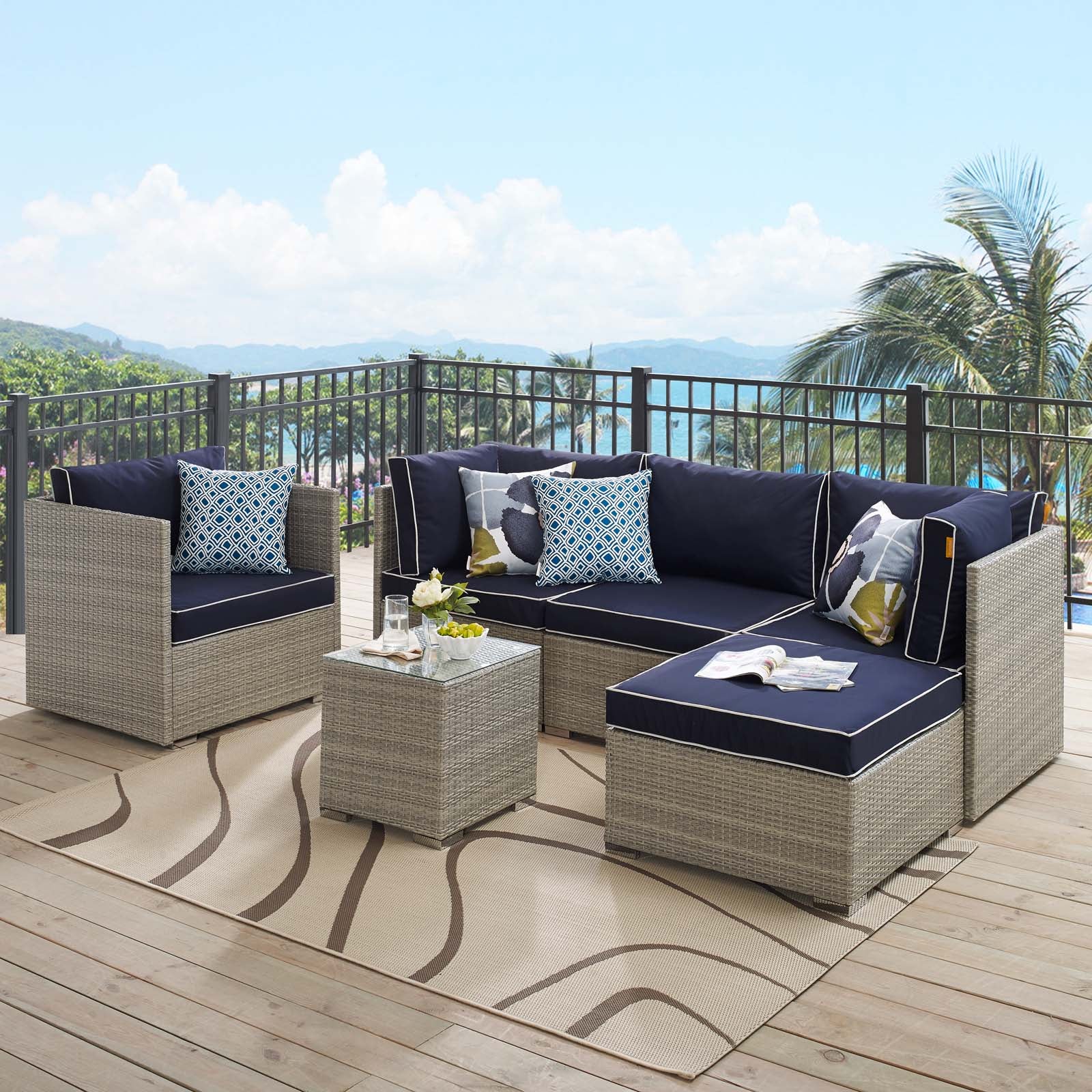 Repose 6 Piece Outdoor Patio Sectional Set