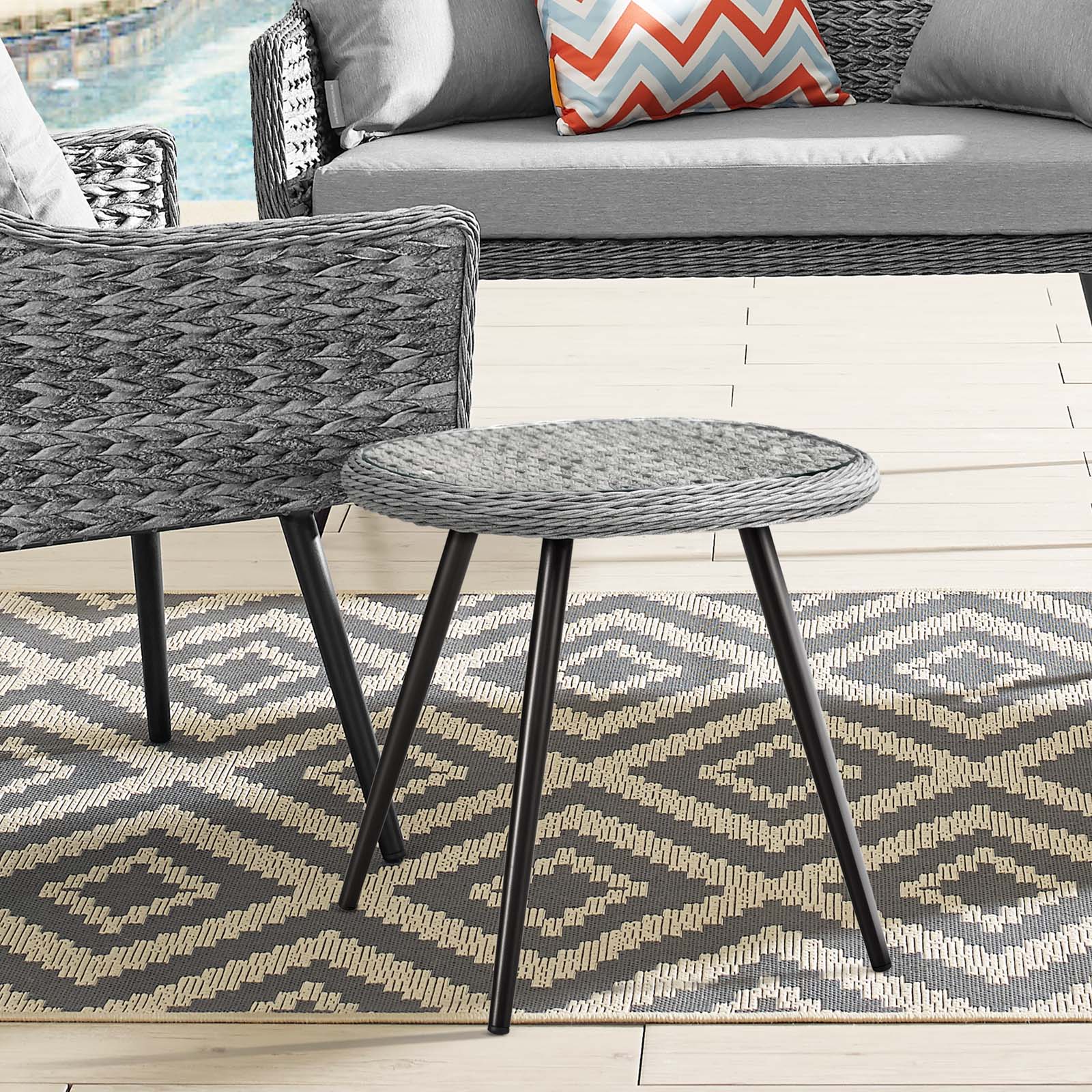 Endeavor Outdoor Patio Wicker Rattan Side Table