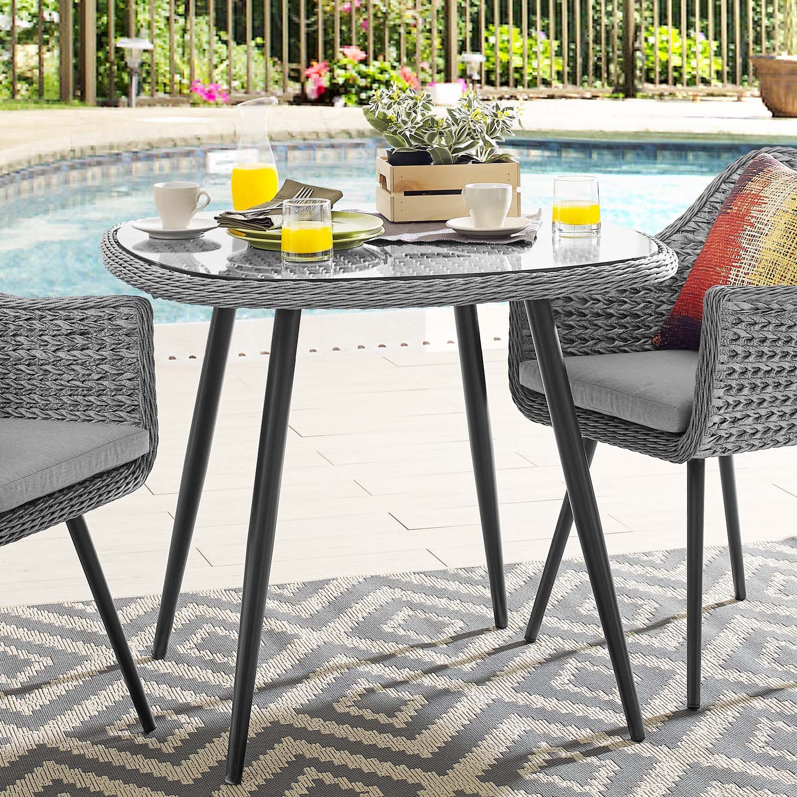 Endeavor 36" Outdoor Patio Wicker Rattan Dining Table