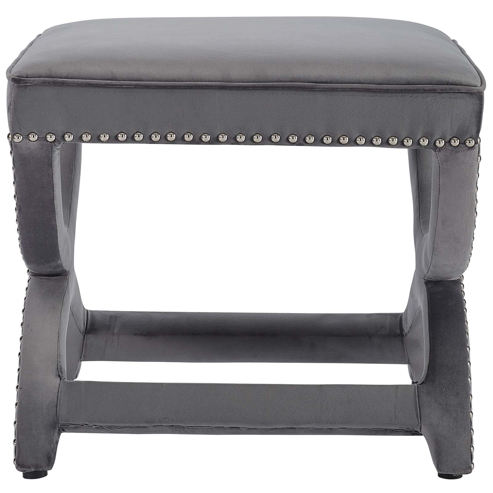 Expound Upholstered Nailhead Trim Performance Velvet Ottoman