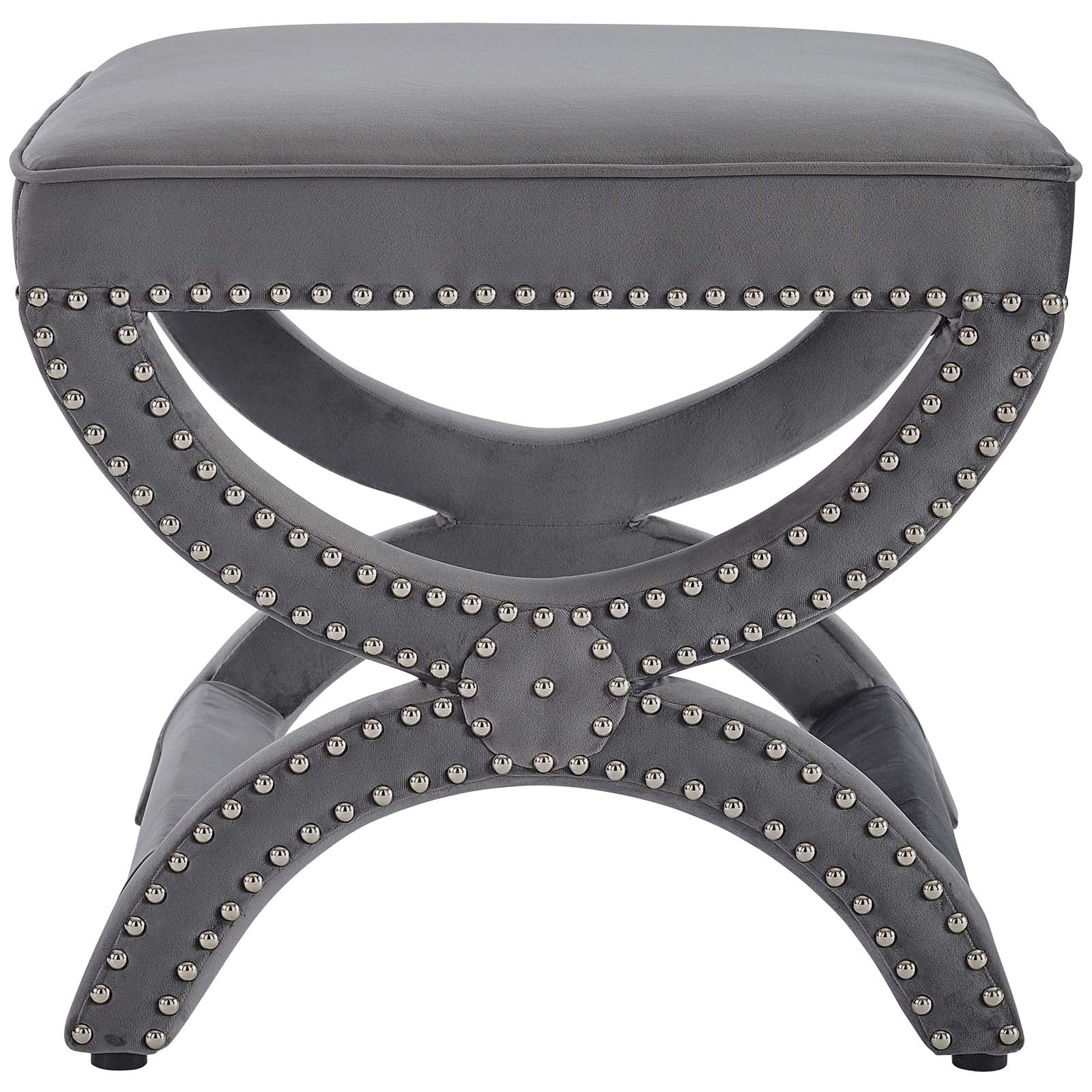 Expound Upholstered Nailhead Trim Performance Velvet Ottoman