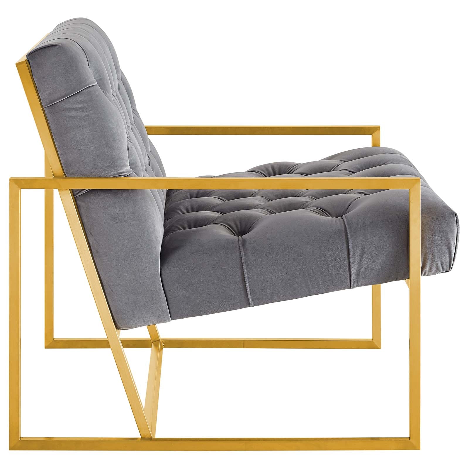 Bequest Gold Stainless Steel Performance Velvet Accent Chair