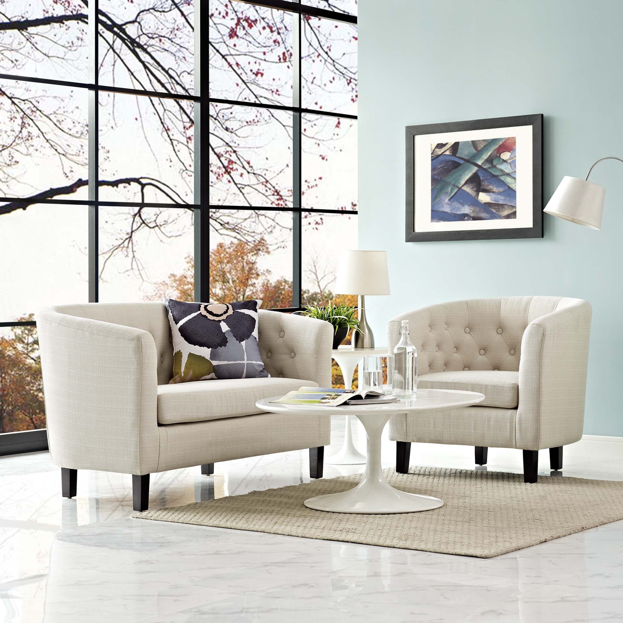 Prospect 2 Piece Upholstered Fabric Loveseat and Armchair Set