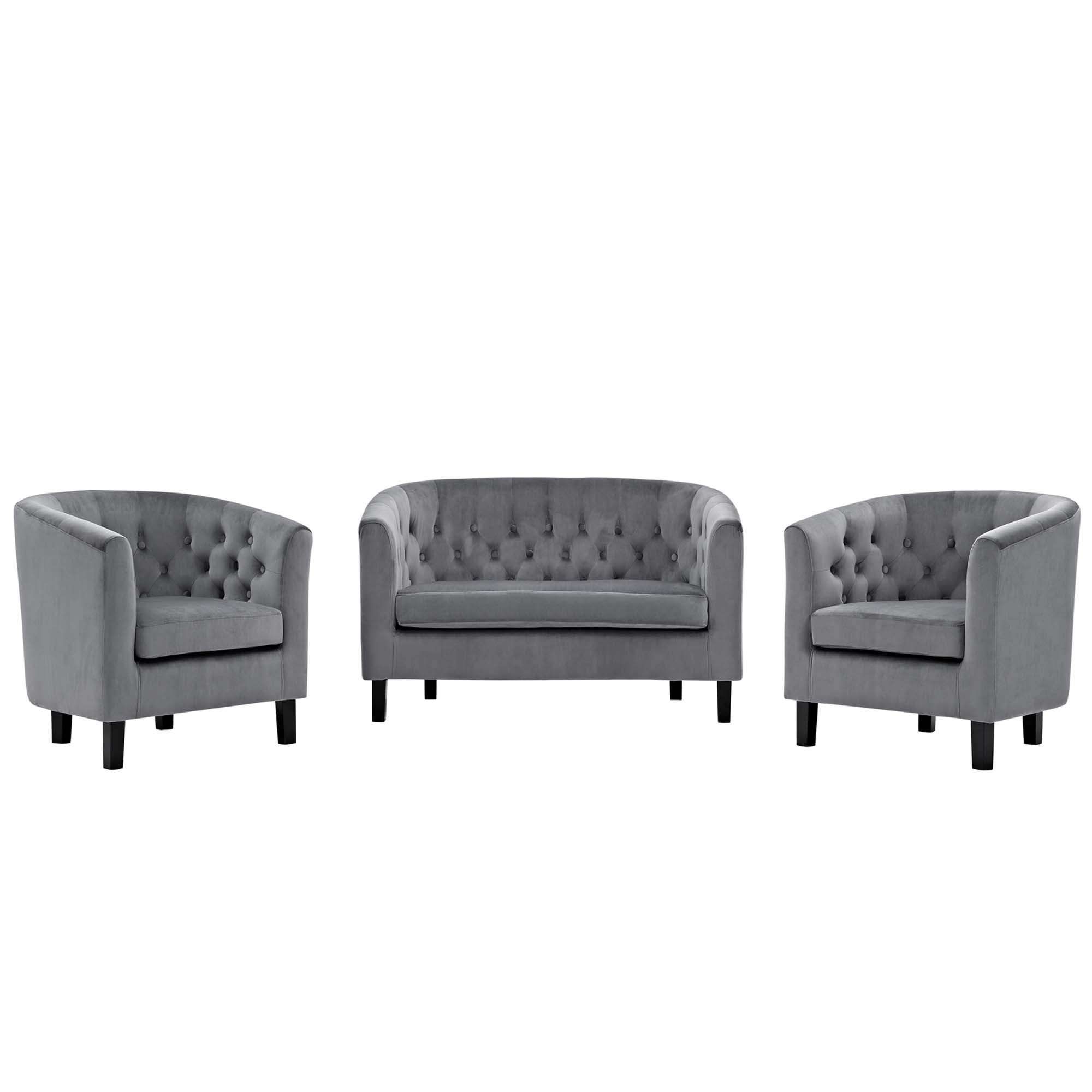 Prospect 3 Piece Performance Velvet Loveseat and Armchair Set