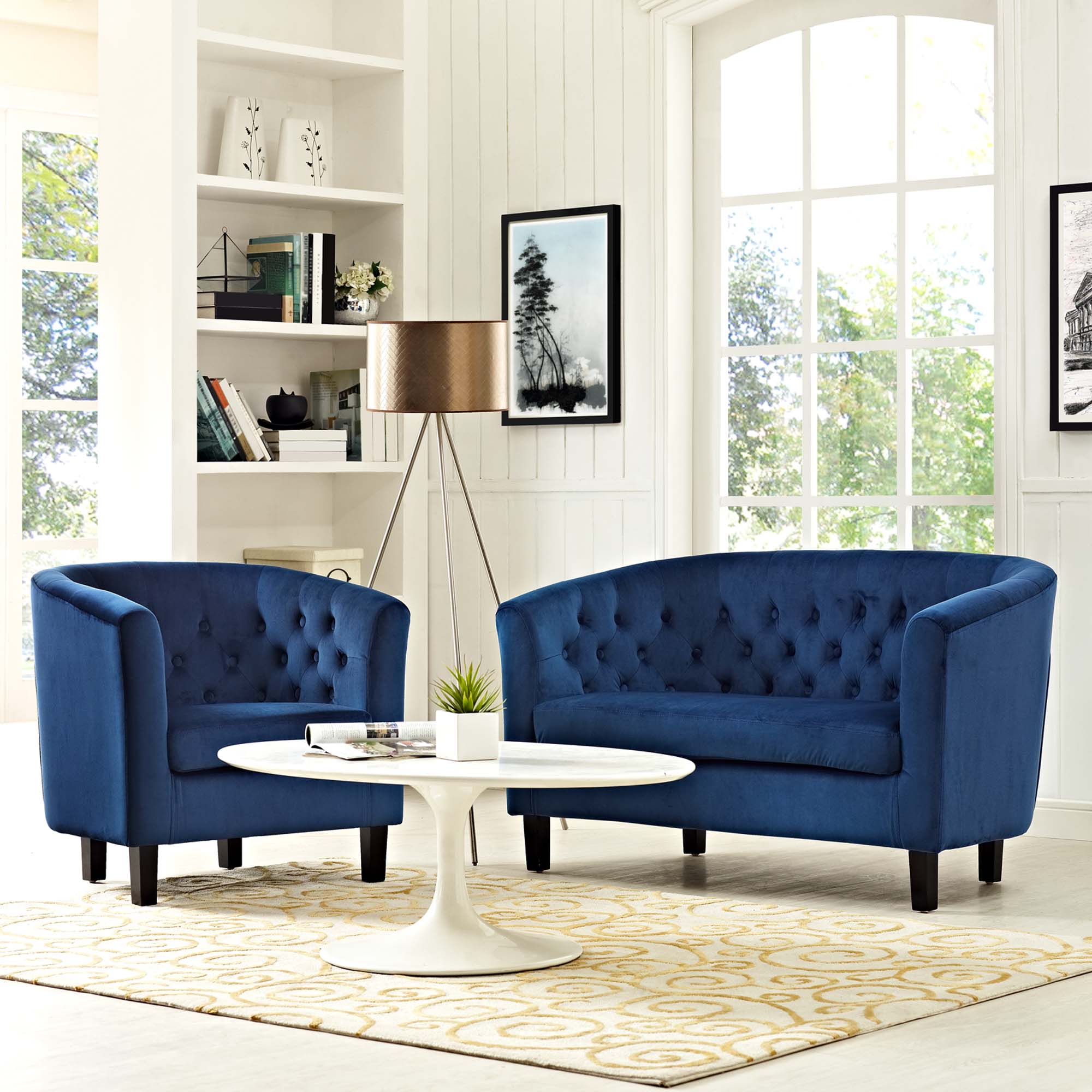 Prospect 2 Piece Performance Velvet Loveseat and Armchair Set