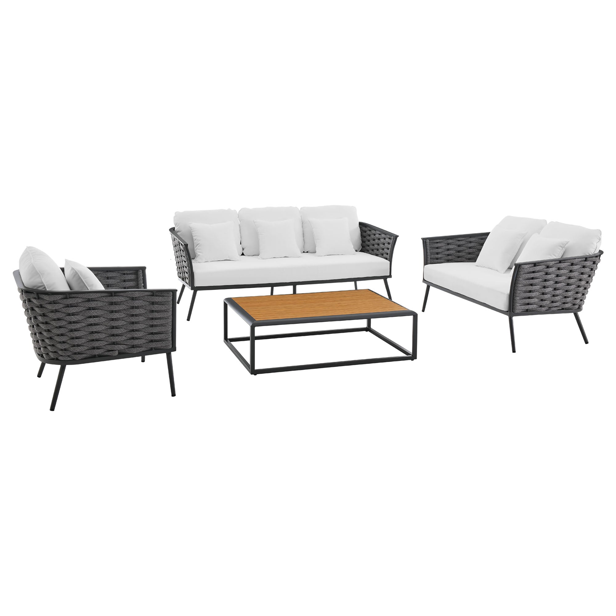 Stance 4 Piece Outdoor Patio Aluminum Sectional Sofa Set