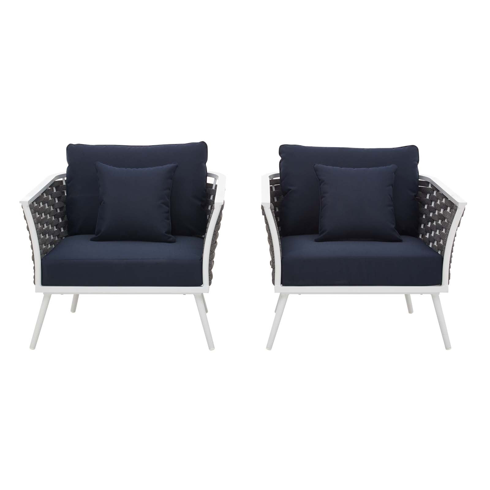 Stance Armchair Outdoor Patio Aluminum Set of 2