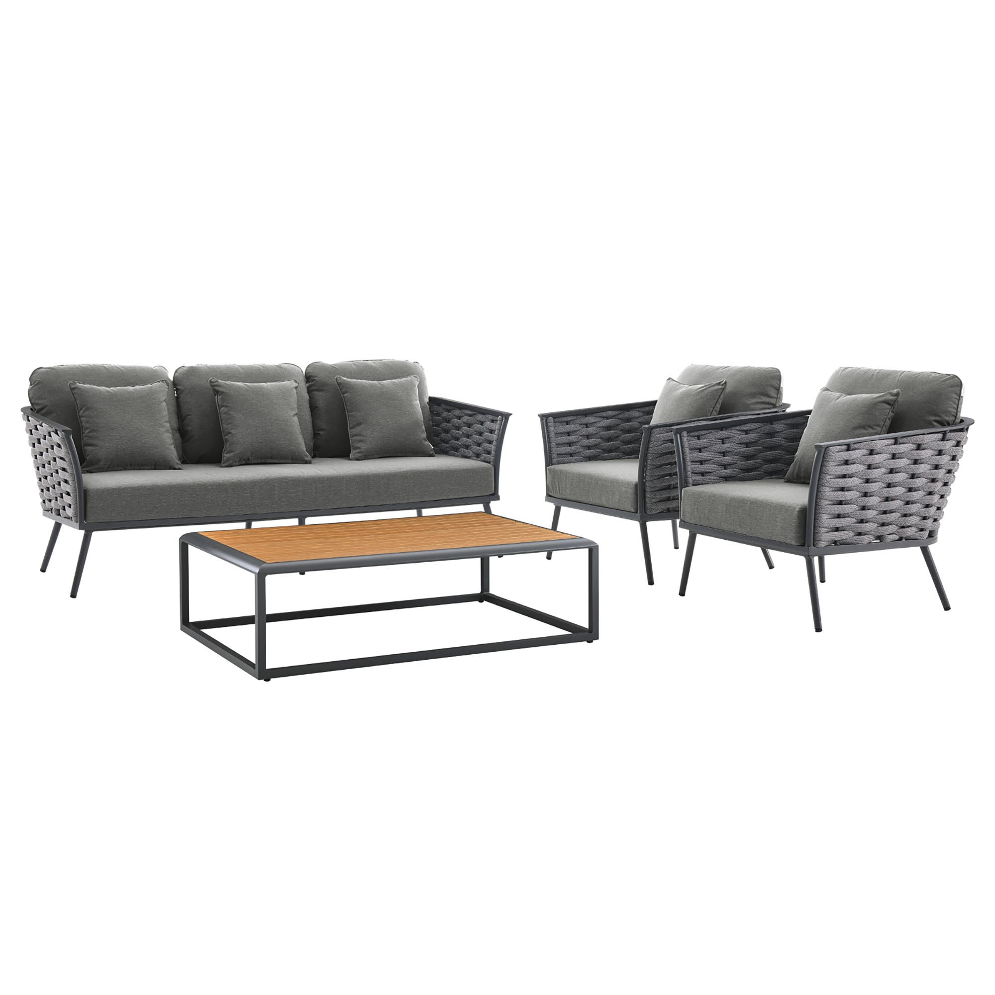 Stance 4 Piece Outdoor Patio Aluminum Sectional Sofa Set