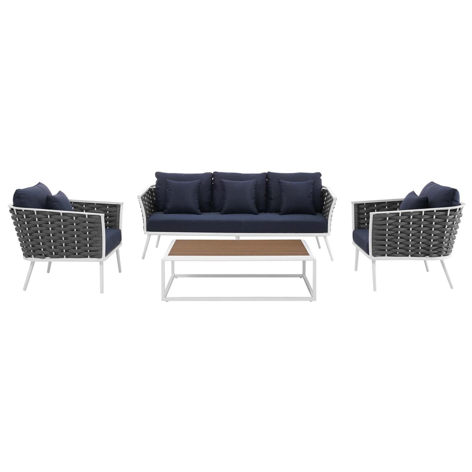 Stance 4 Piece Outdoor Patio Aluminum Sectional Sofa Set