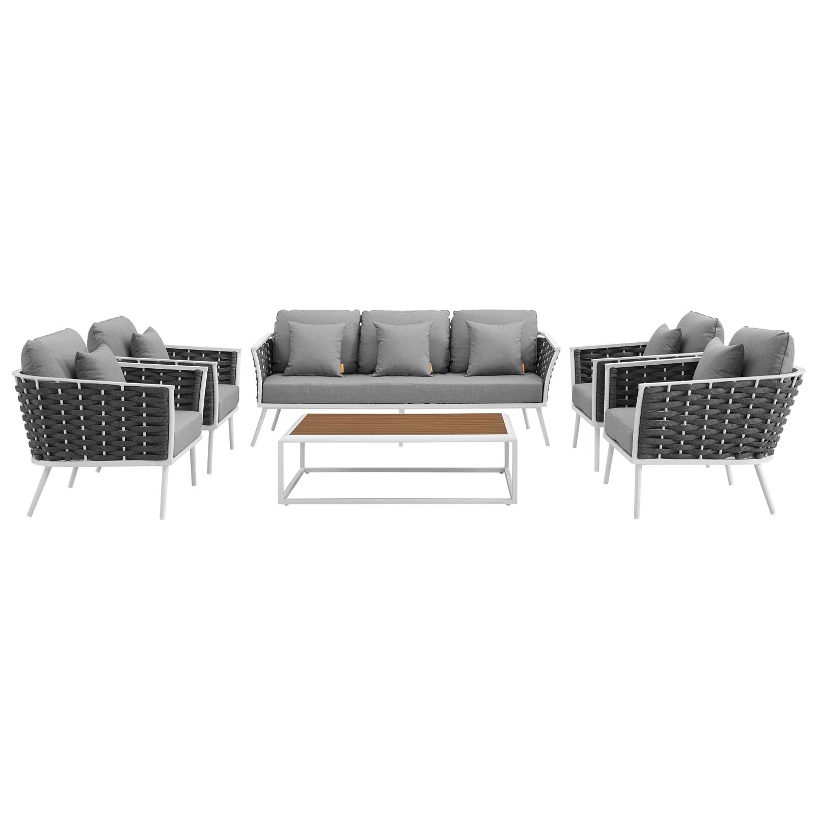 Stance 6 Piece Outdoor Patio Aluminum Sectional Sofa Set