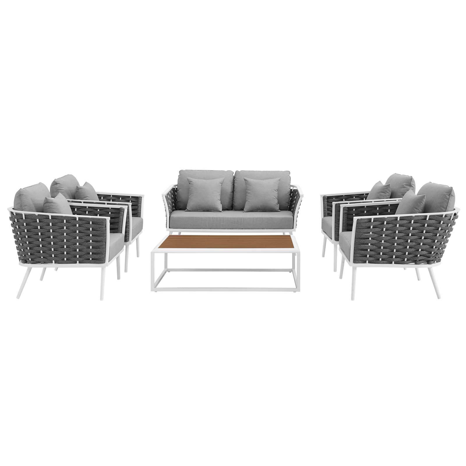 Stance 6 Piece Outdoor Patio Aluminum Sectional Sofa Set