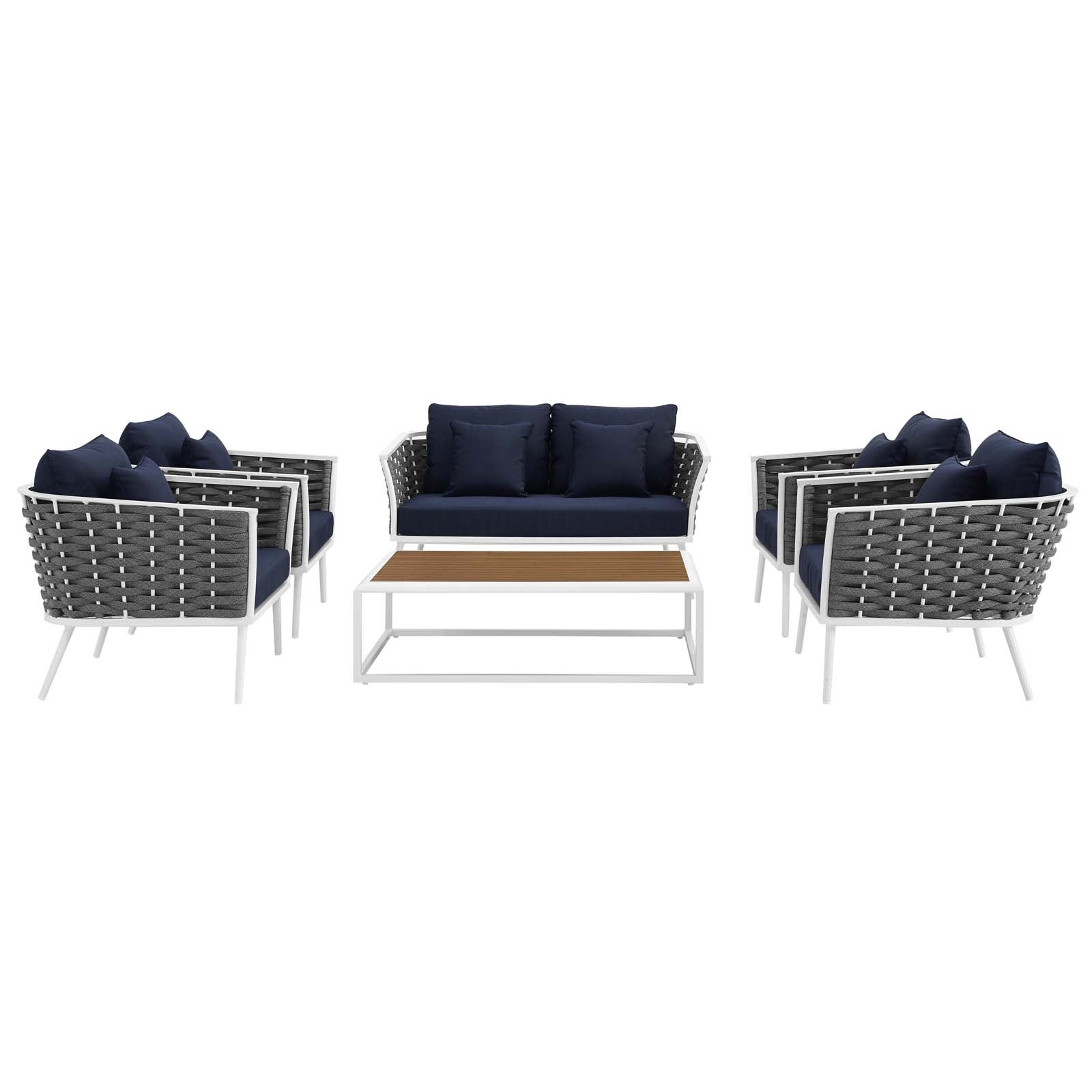 Stance 6 Piece Outdoor Patio Aluminum Sectional Sofa Set