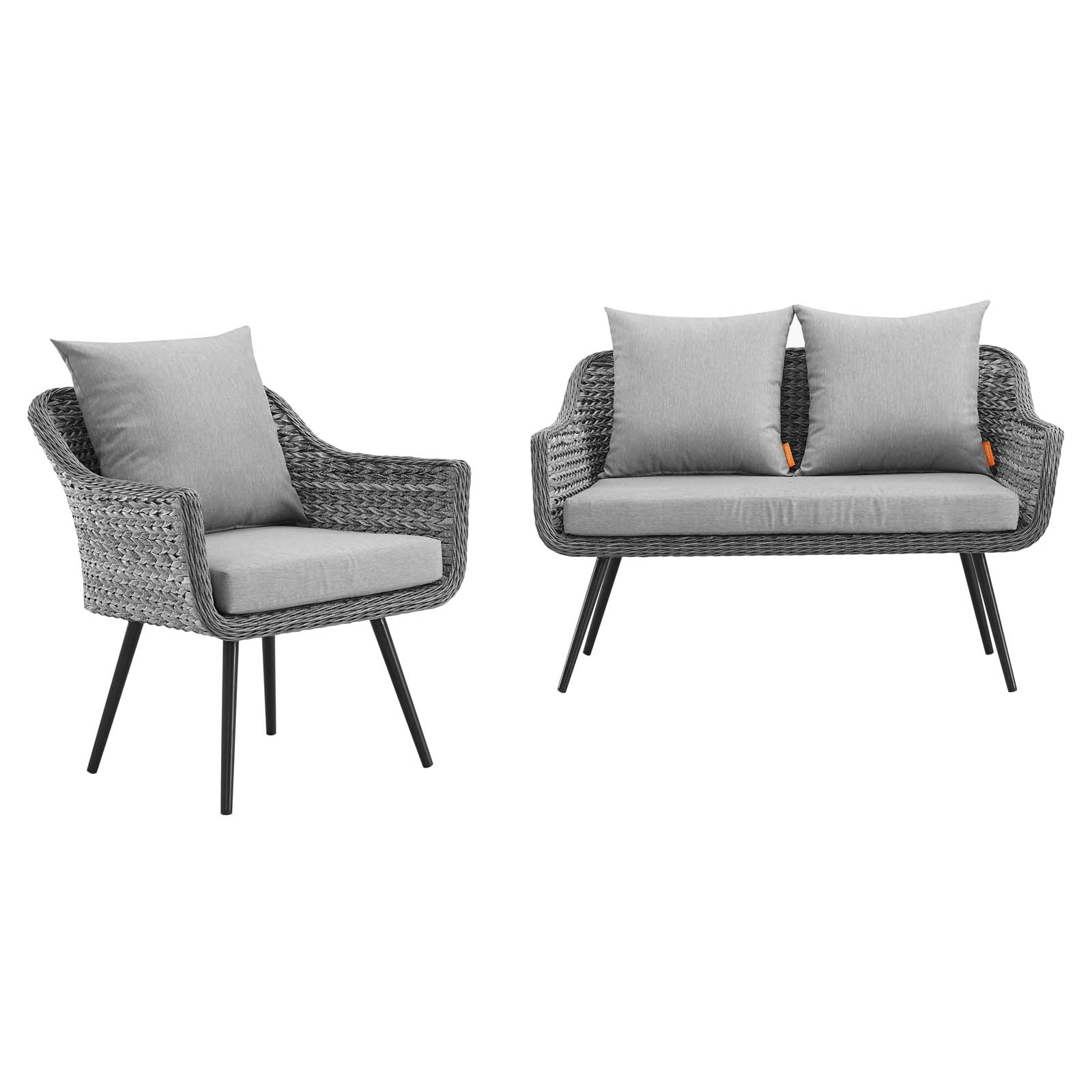 Endeavor 2 Piece Outdoor Patio Wicker Rattan Loveseat and Armchair Set