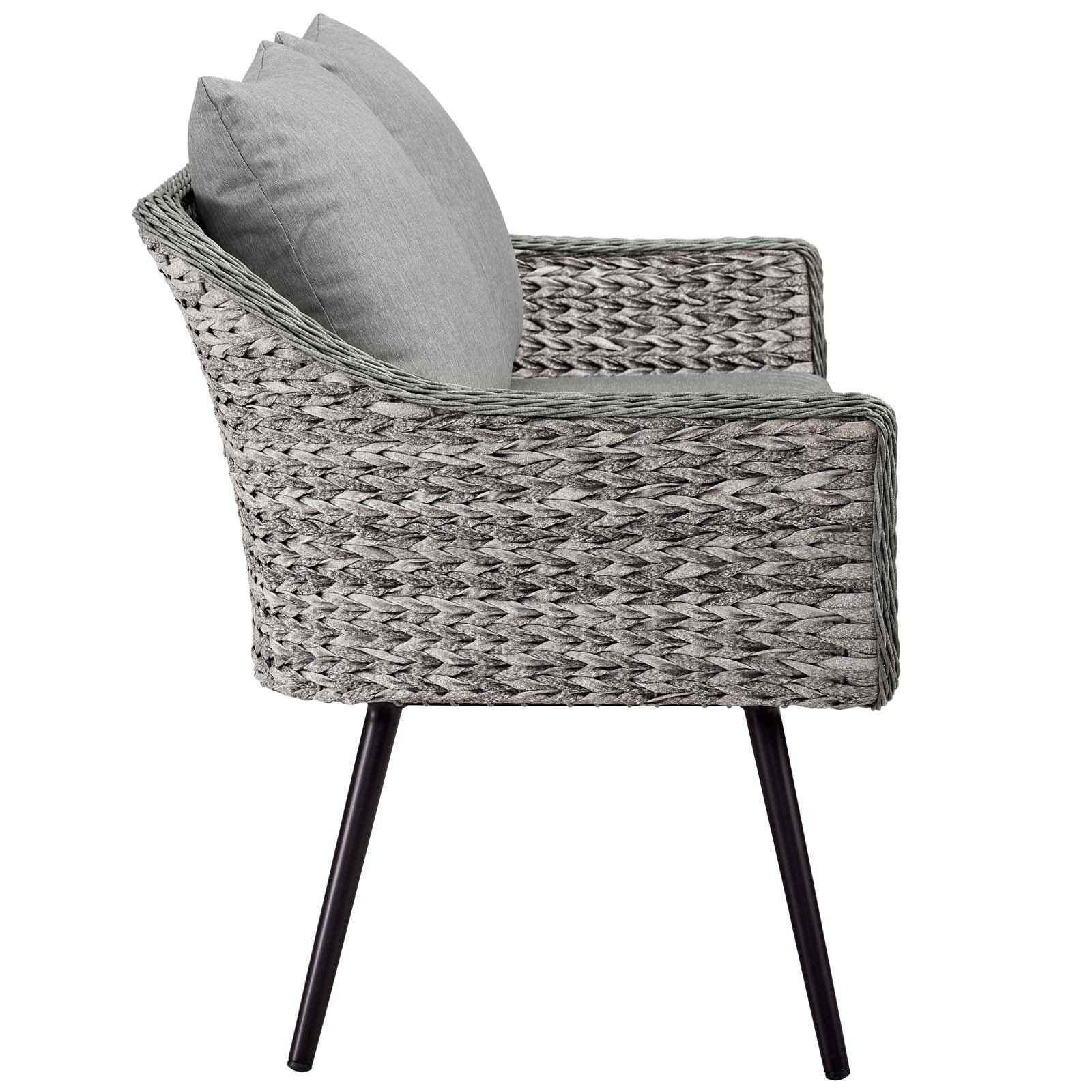 Endeavor 2 Piece Outdoor Patio Wicker Rattan Loveseat and Armchair Set