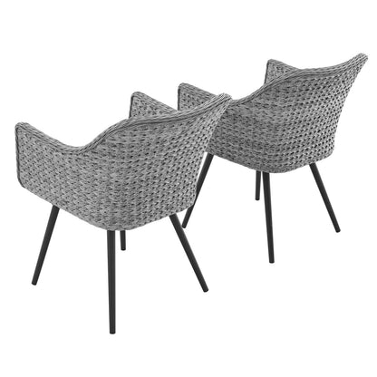 Endeavor Dining Armchair Outdoor Patio Wicker Rattan Set of 2