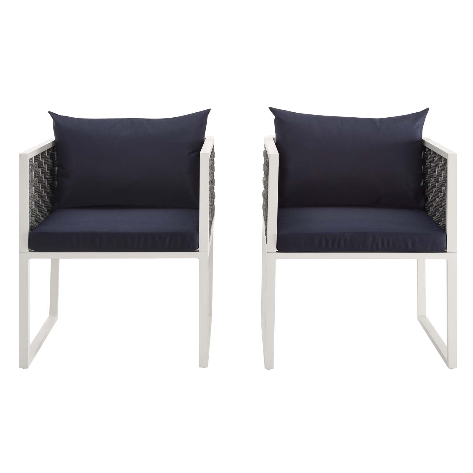 Stance Dining Armchair Outdoor Patio Aluminum Set of 2