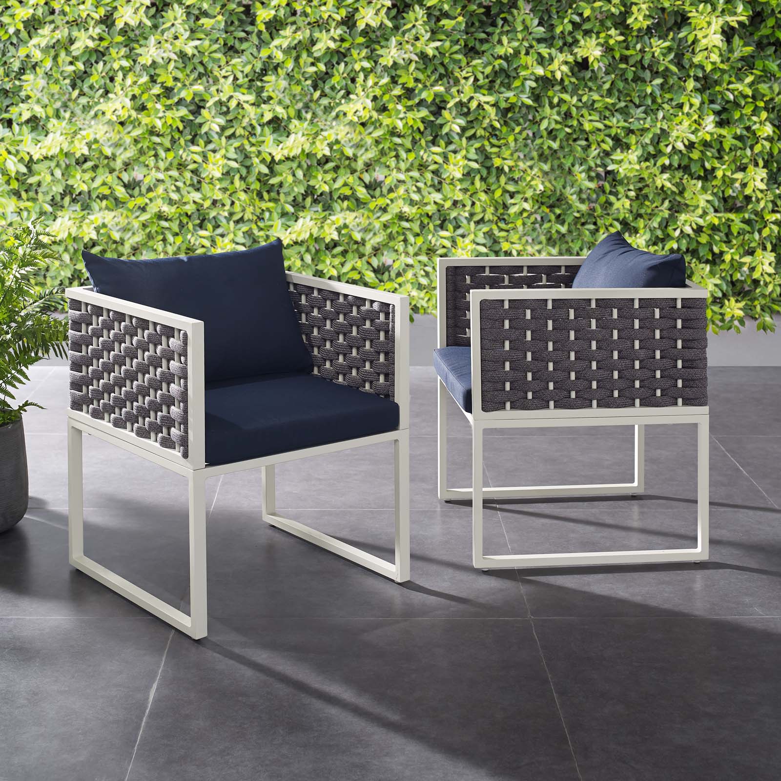 Stance Dining Armchair Outdoor Patio Aluminum Set of 2