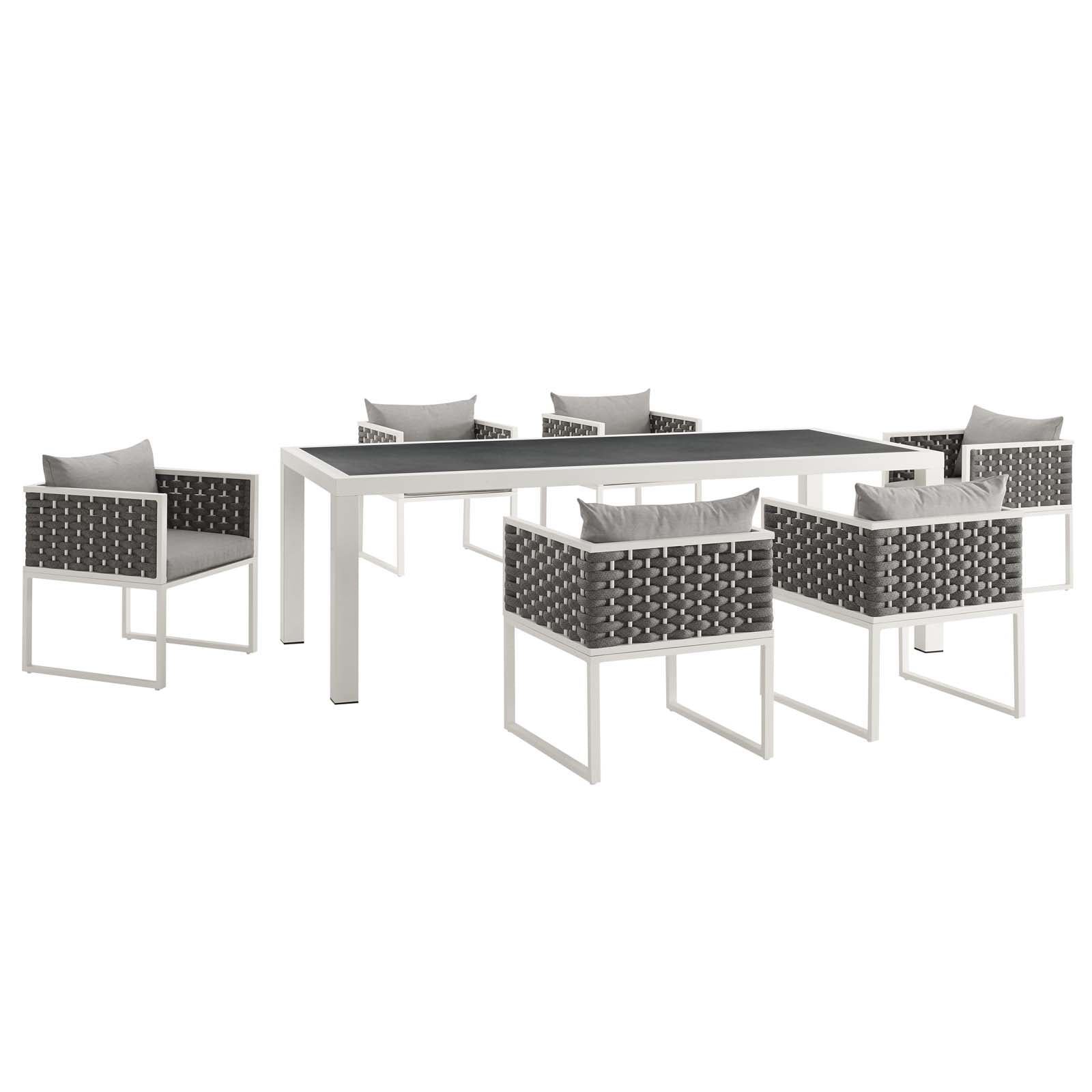 Stance 7 Piece Outdoor Patio Aluminum Dining Set