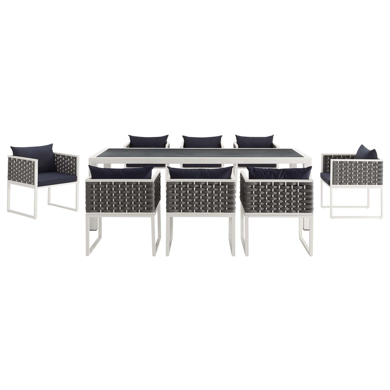 Stance 9 Piece Outdoor Patio Aluminum Dining Set