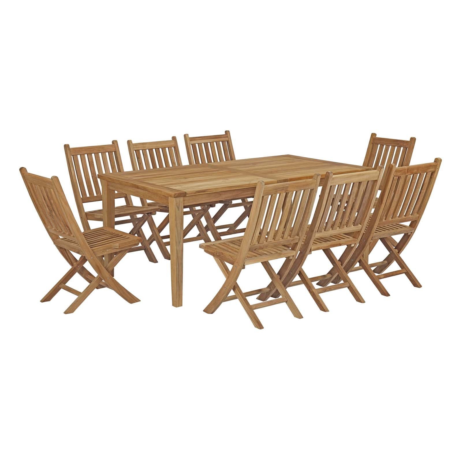 Marina 9 Piece Outdoor Patio Teak Dining Set